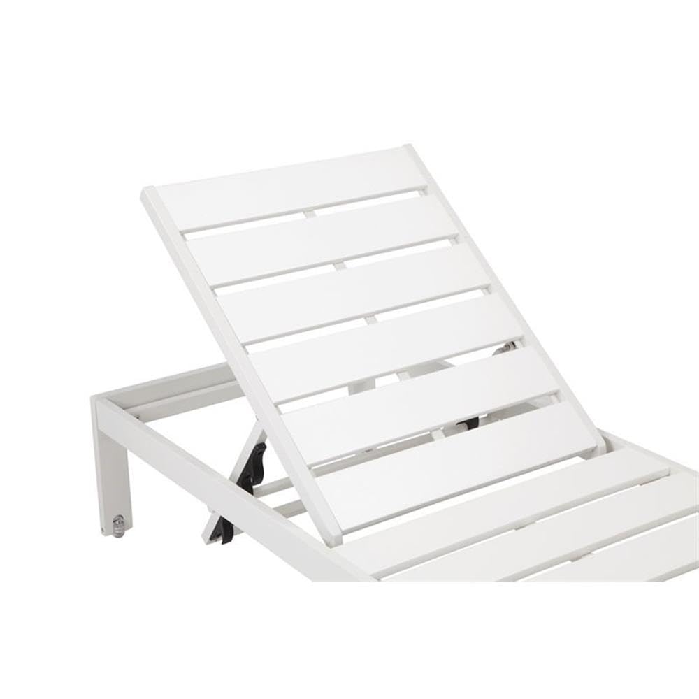 Breeze Modern Aluminum Patio Lounger - White Frame with Polyresin Wicker - Outdoor Poolside & Garden Relaxation Furniture