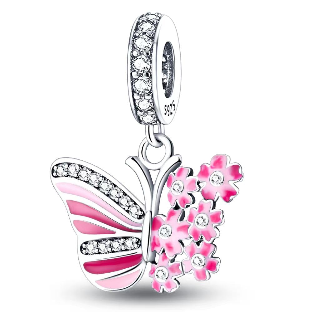 MICOO 925 Sterling Silver Butterfly Music Note Dangle Charm Pendant for Bracelets & Necklaces - Elegant Jewelry Gift for Women - Compatible with Pandora & European Bracelets - Perfect for Birthdays, Anniversaries & Special Occasions