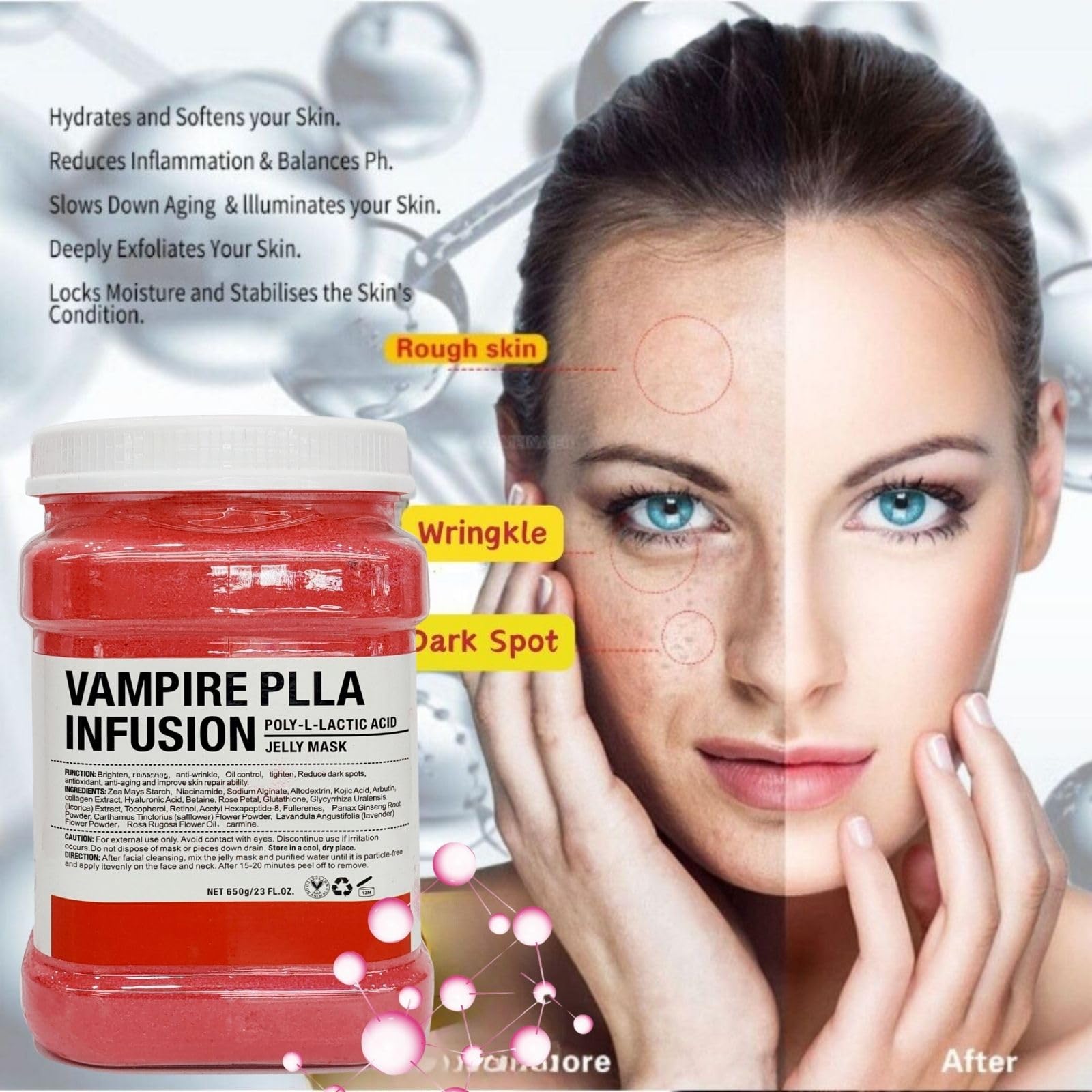 Vajacial Hydro Jelly Mask Powder - Professional Face Mask for Women & Teens - Spa & Home Use