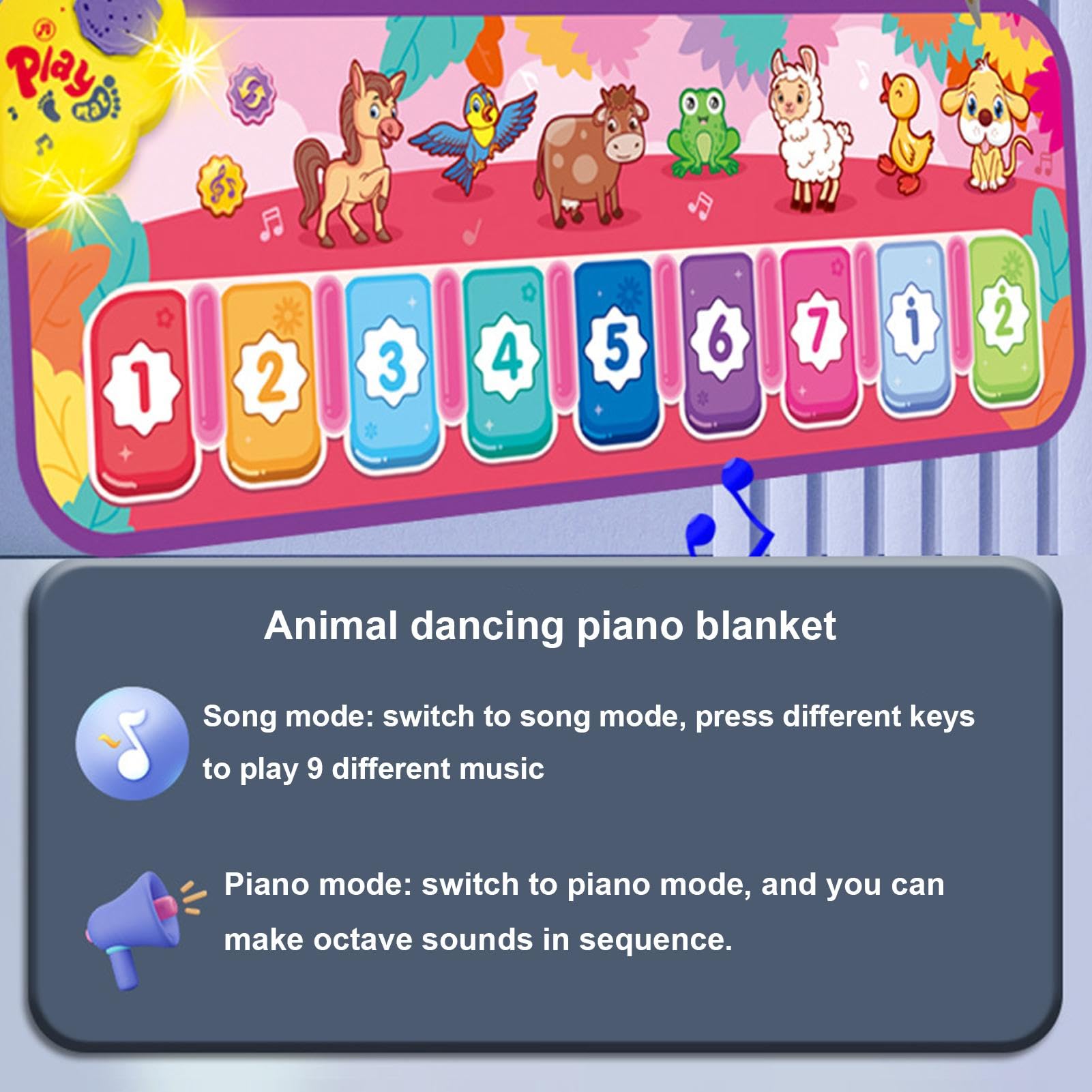 Oldmoom Musical Piano Play Mat - Interactive Dance & Keyboard Floor Mat with Built-in Songs | Fun Educational Toy for Kids | Perfect for Playtime, Birthday Gifts & Early Music Learning
