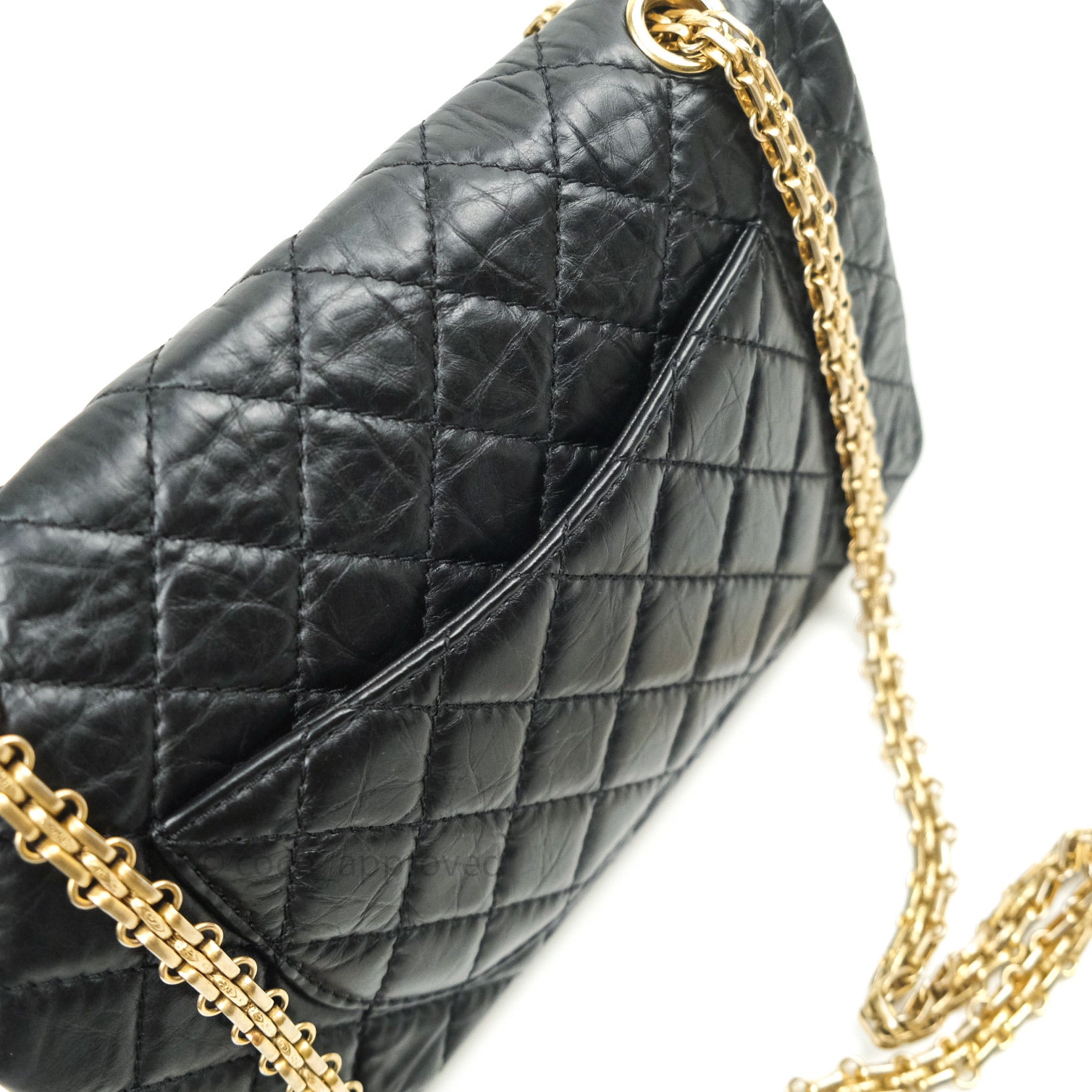 Authentic Chanel 2.55 Reissue 225 Flap Bag - Black Aged Calfskin with Gold Hardware | Luxury Crossbody Purse for Women, Perfect for Date Night & Special Occasions