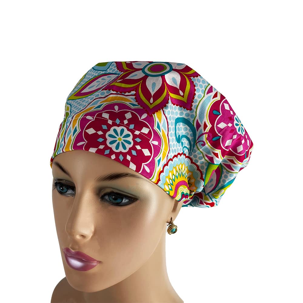 European Style Ponytail Scrub Hats for Women & Nurses - No Ribbon Bouffant Surgical Caps - Unisex Medical Hats in Multicolor - Perfect for Hospitals, Clinics & Healthcare Professionals