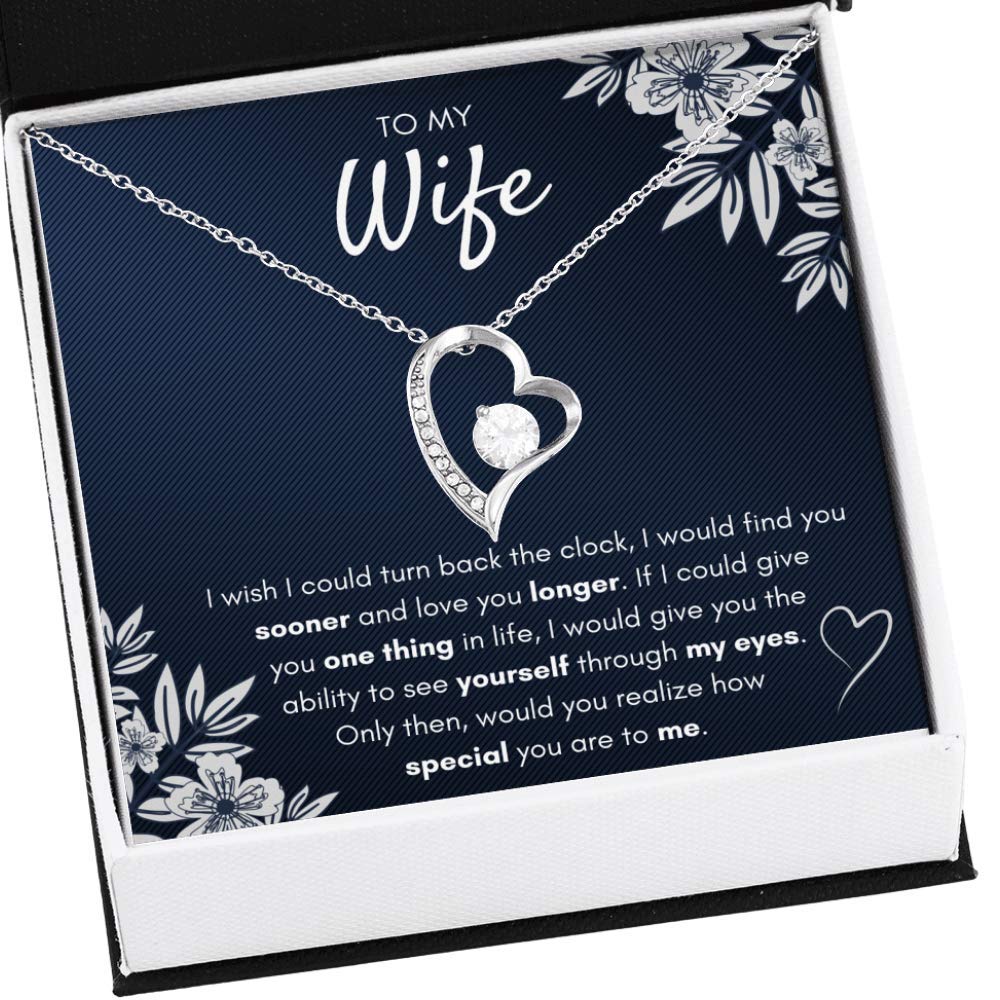 Forever Love Necklace for Wife - Romantic 'Find You Sooner' Message with Gift Box & Card | Christmas Jewelry Gift for Her | Anniversary, Birthday, Valentine's Day Present