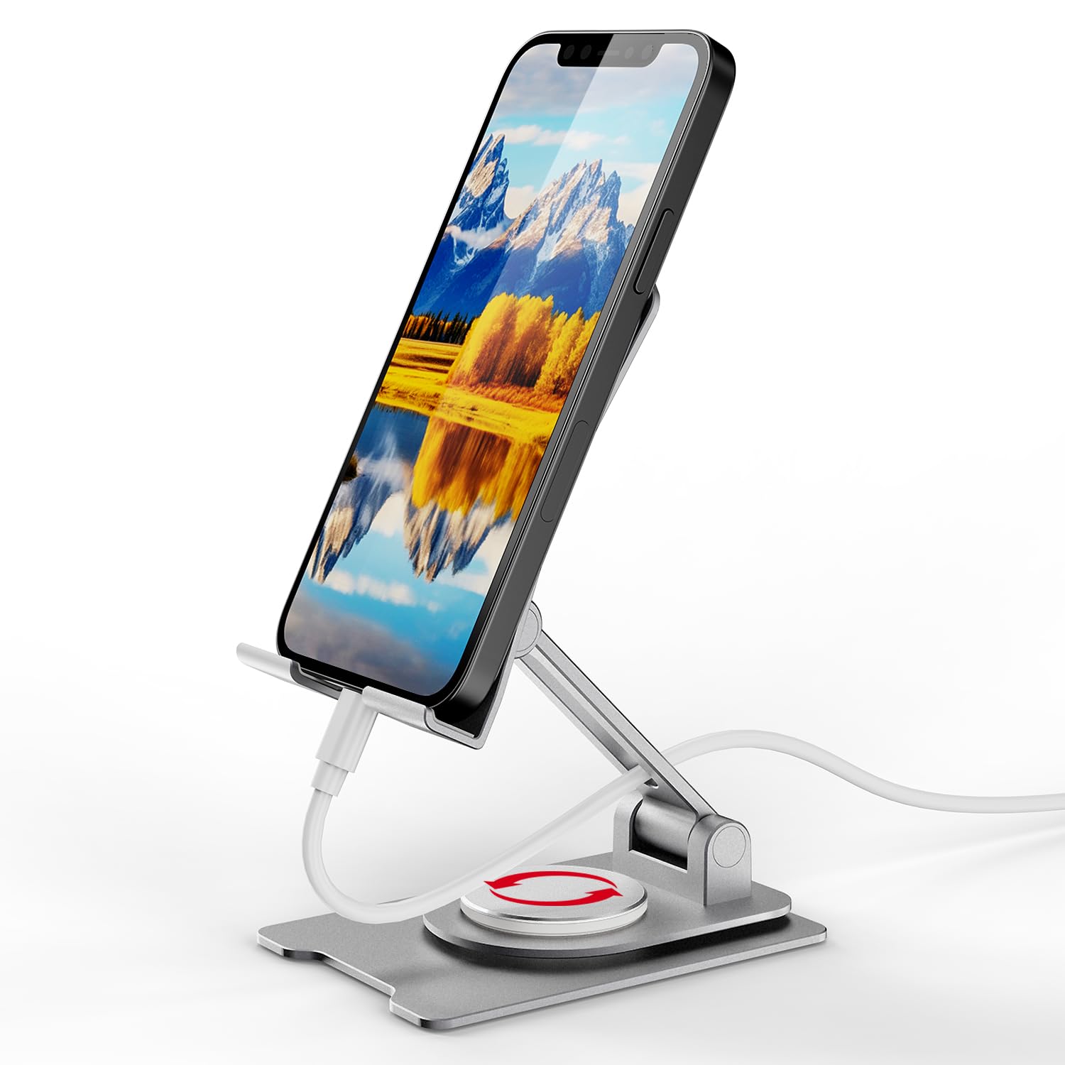 Adjustable 360° Rotating Aluminum Tablet Stand Holder - Foldable & Portable Phone Kickstand for iPhone Pro Max/Mini, iPad, Tablets 4-12.9