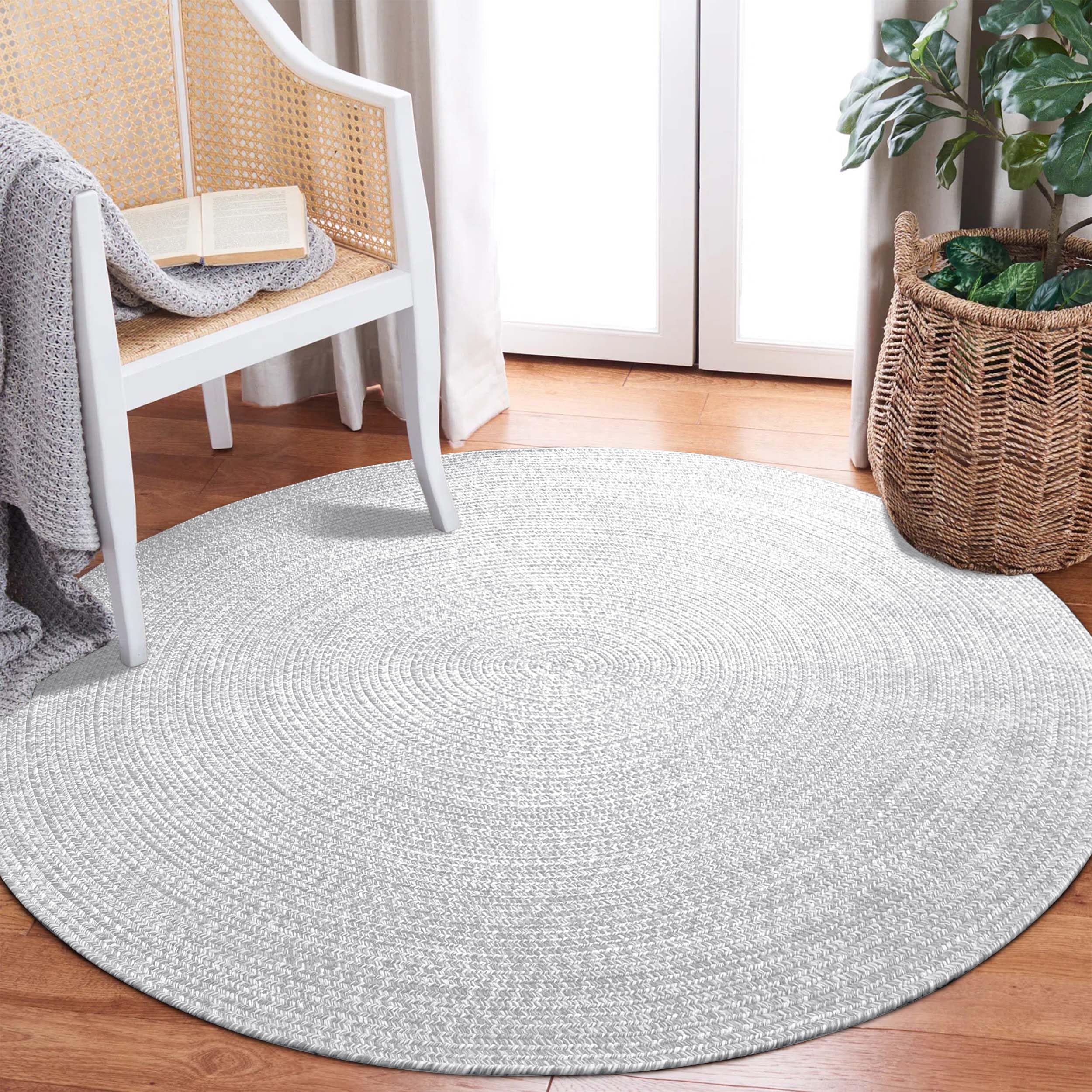 Premium Reversible Braided Indoor/Outdoor Area Rug - Multi-Tone Slate & White - 6' Round Washable Rug for Living Room, Bedroom, Office, Kitchen & Dining - Perfect for High-Traffic Areas & Pet-Friendly Homes