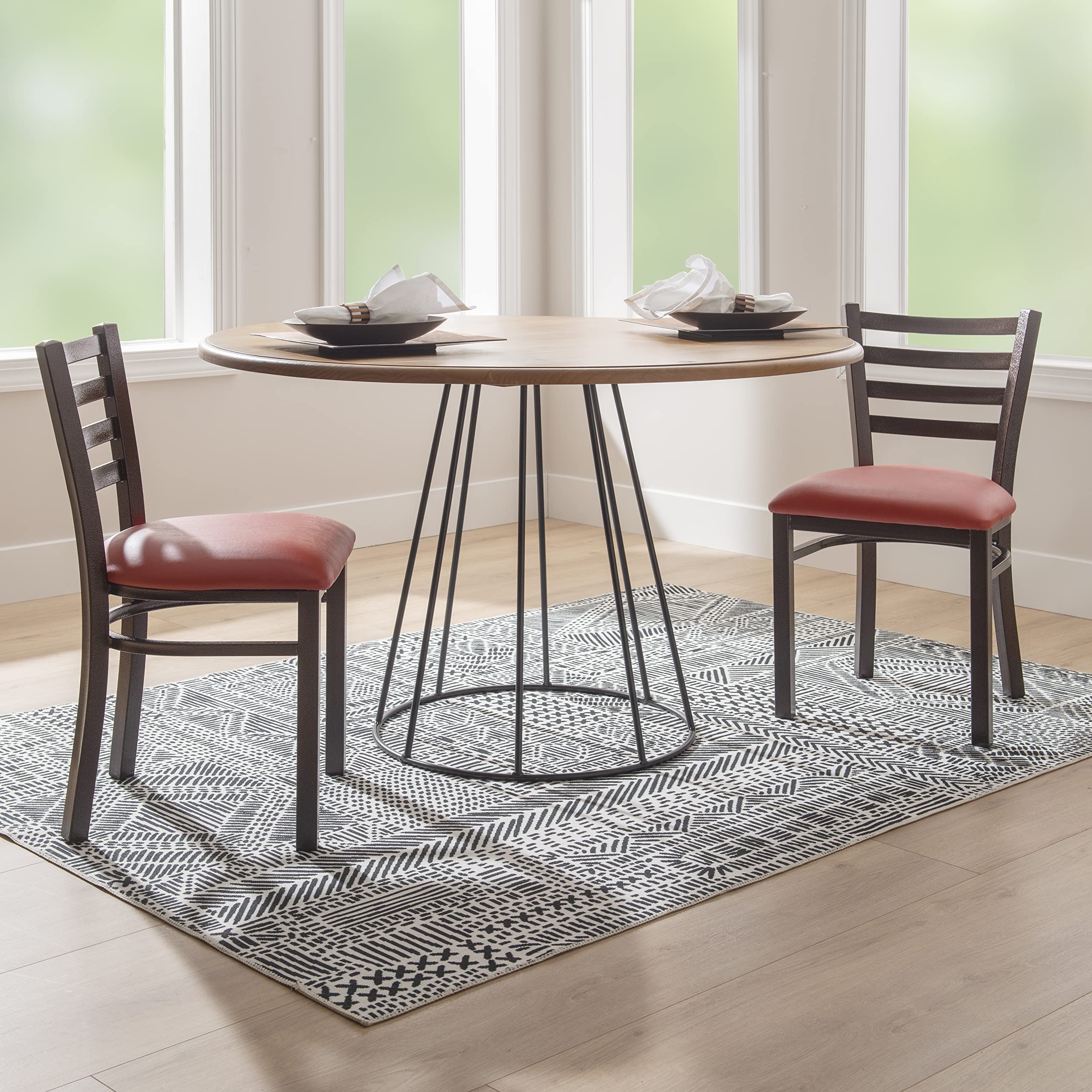 LINON Baxter Black/Red Metal Side Chair, Set of 2 - Modern Dining Chairs for Kitchen, Dining Room, Office & Outdoor Use - Durable Metal Frame & Comfortable Seating