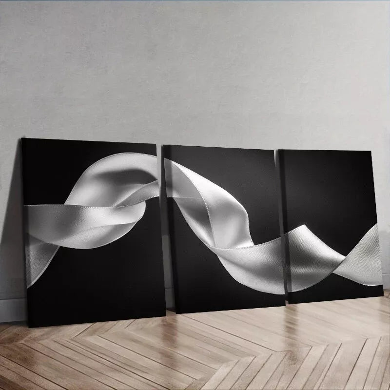 3-Piece 'A Ribbon of Light in Dark Background' Framed Canvas Wall Art Set - 40x60cm High Quality Print | 100% Australian Made | Ready to Hang | Perfect for Living Room, Bedroom & Office Decor