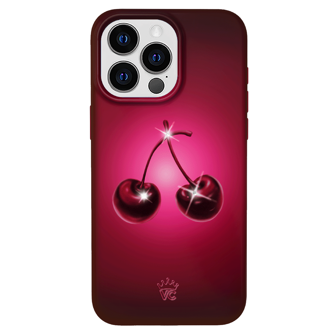 Black Cherry Crystal iPhone Case - Elegant & Durable Phone Cover for iPhone Models - Perfect for Everyday Use, Travel & Gifting