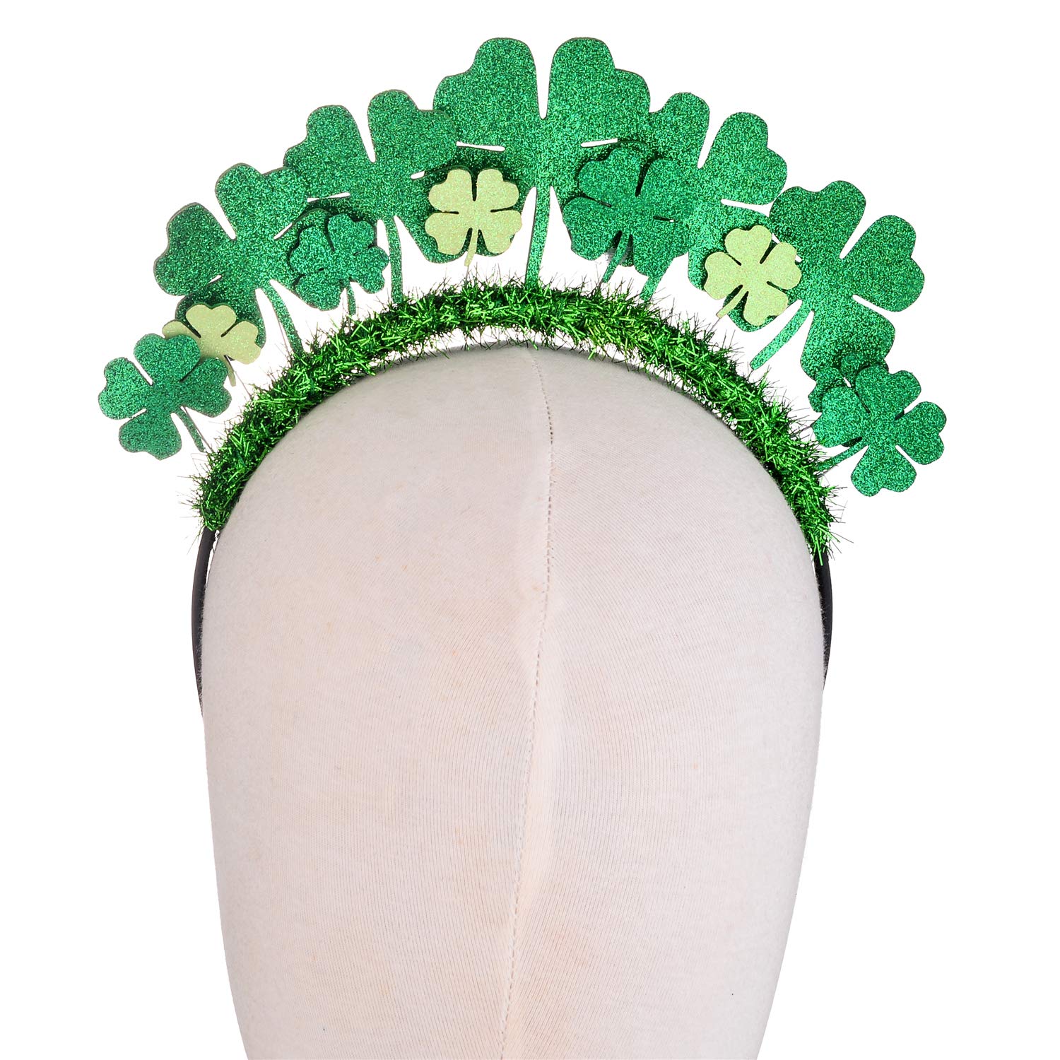 Lucky Clover Headband for St. Patrick's Day - Green Glitter Accessory for Party & Costume