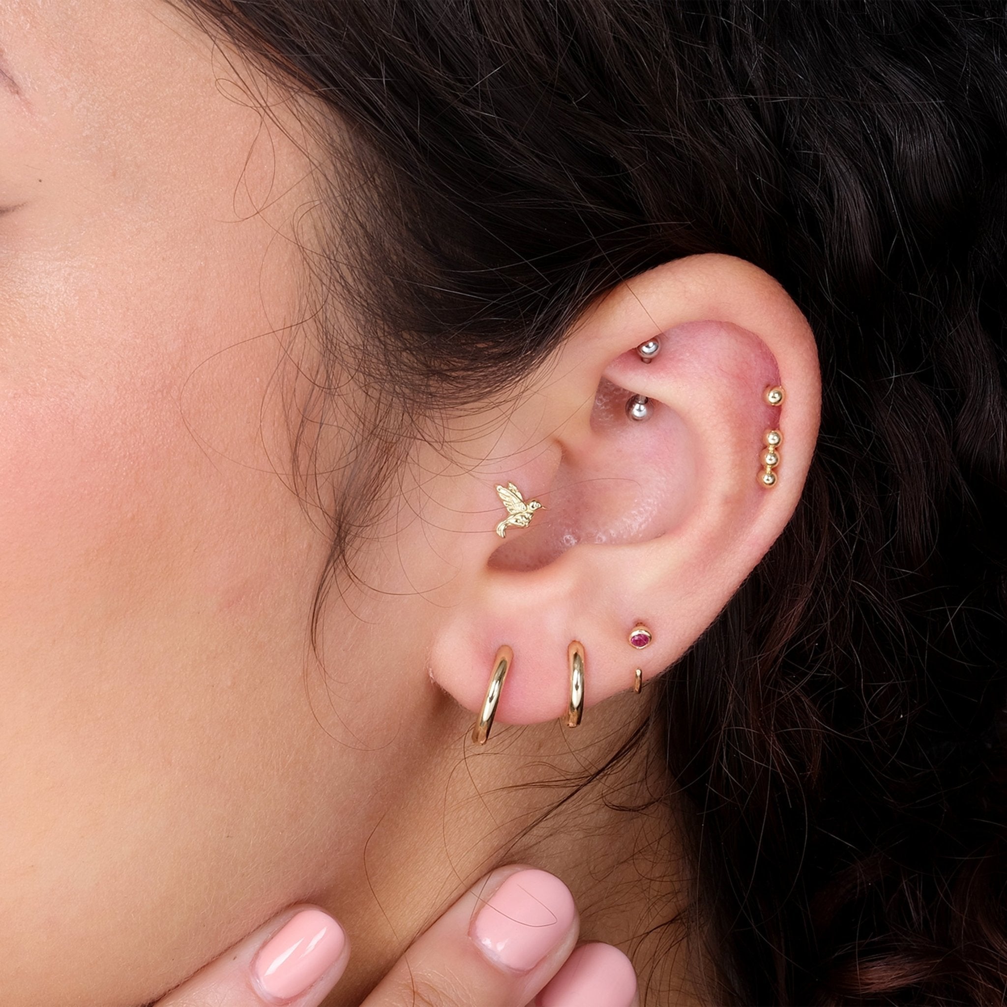 14k Yellow Gold Hummingbird Flat Back Stud Earrings - Dainty & Elegant Jewelry for Everyday Wear, Gifts & Special Occasions