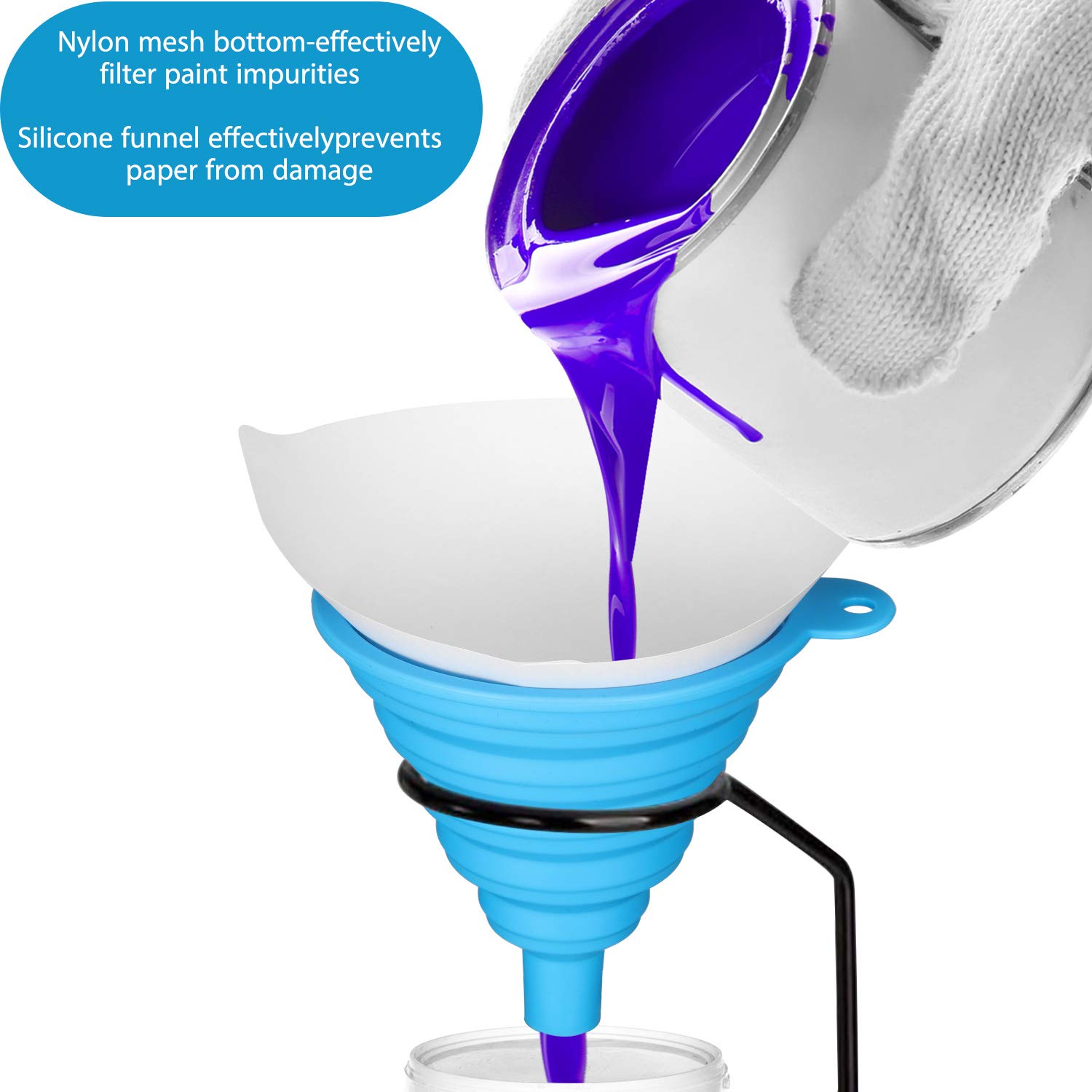 190 Micron Paint Strainers - 100 Pack Nylon Mesh Paint Filters with Silicone Funnel for Automotive, Spray Guns, Home Painting - Perfect for DIY Projects, Professional Painting & Paint Mixing