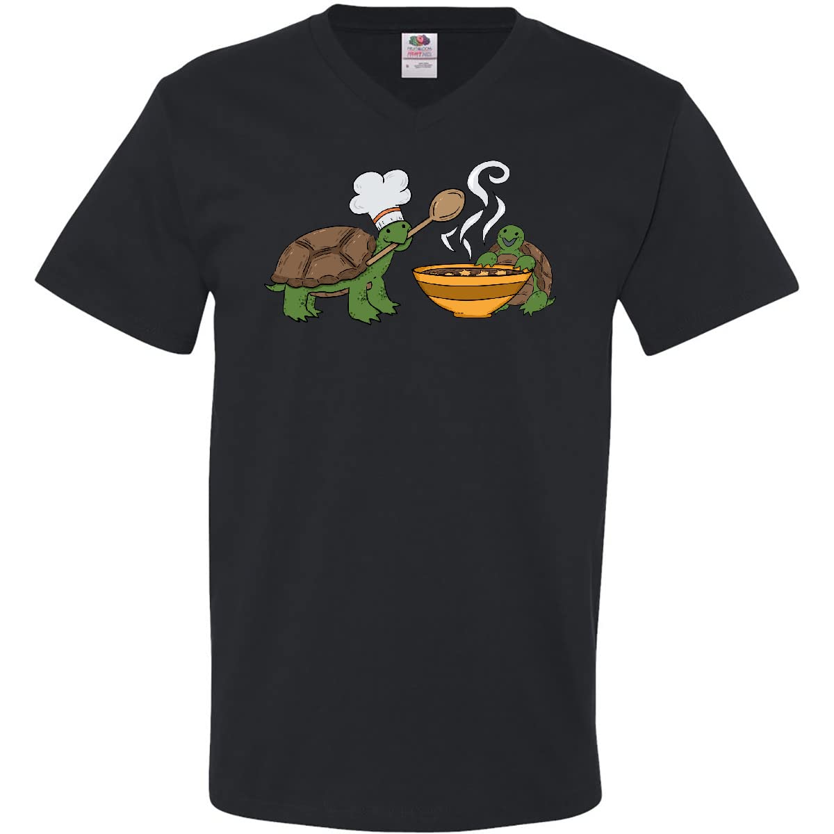 Inktastic Cute Turtle Chefs Making Soup Graphic Men's V-Neck T-Shirt - Comfortable Casual Tee for Cooking Enthusiasts & Animal Lovers