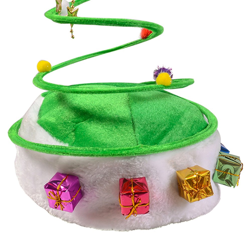 10 Pack Funny Christmas Tree Coil Party Hats - Soft Plush Xmas Costume Accessories for Holiday Parties, Family Gatherings & Festive Celebrations