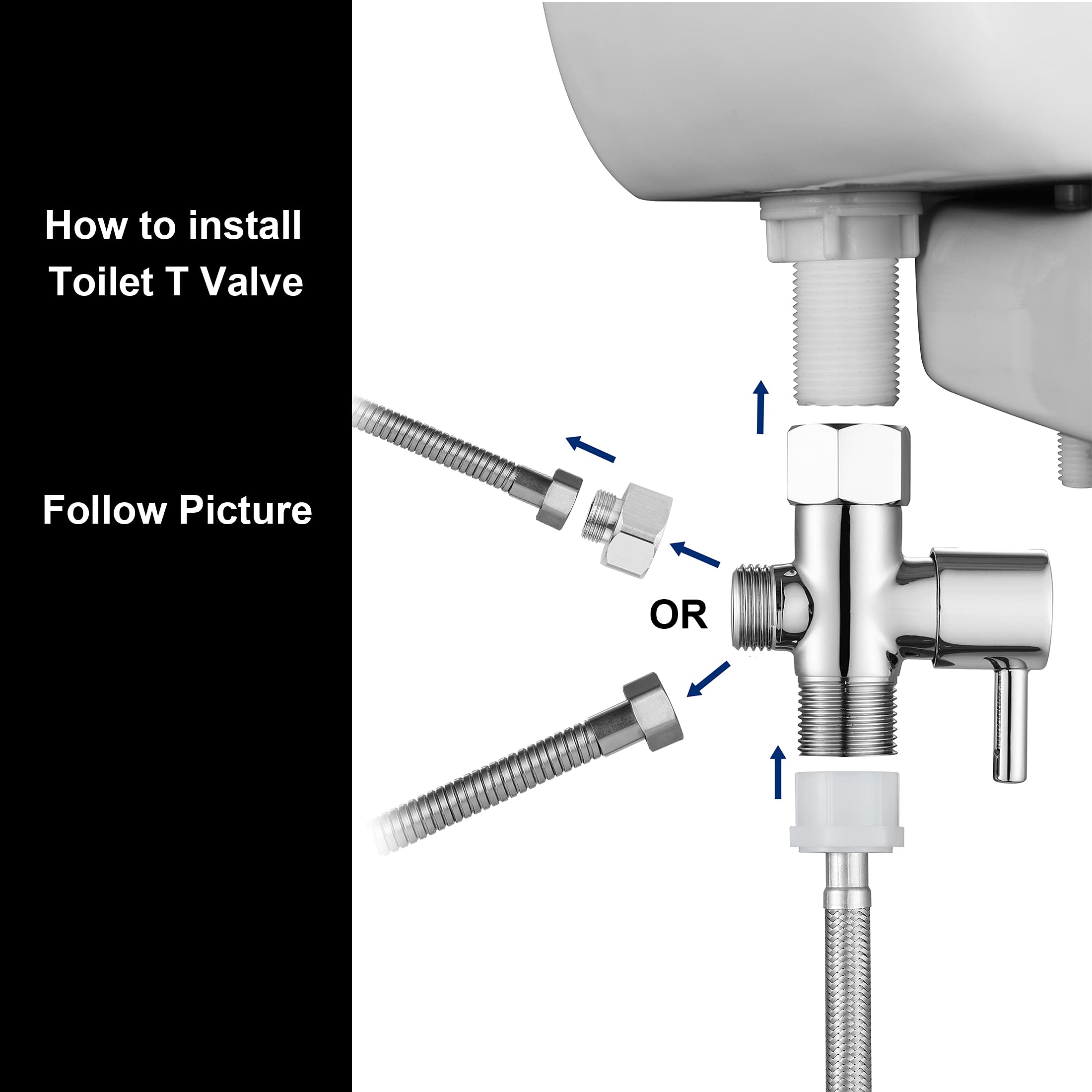 Premium Chrome Bidet T Valve Adapter 7/8