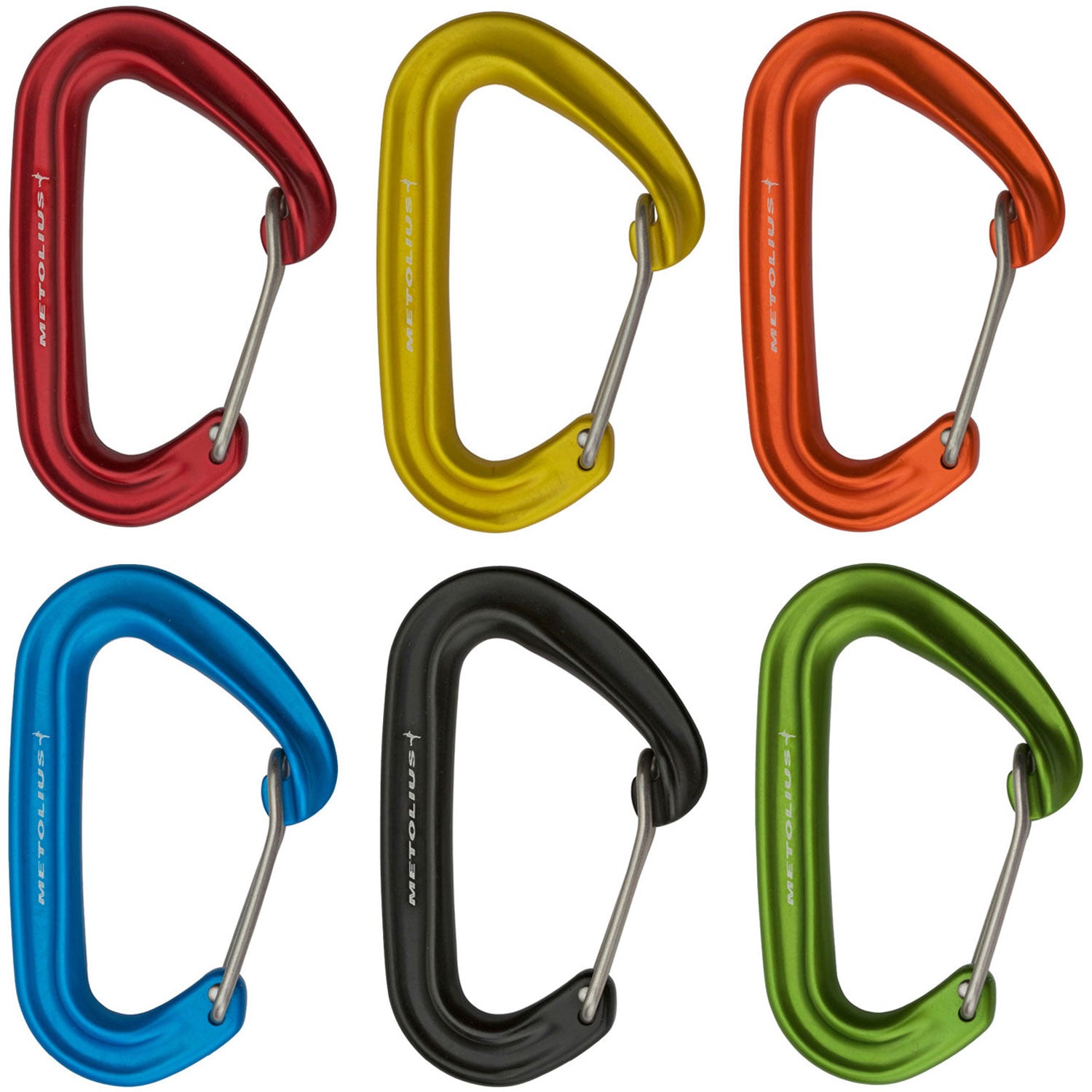 Metolius F.S. Mini II Jet Set Carabiner 6 Pack - Lightweight Climbing Carabiners for Rock Climbing, Hiking & Outdoor Adventures - Perfect for Belaying, Rappelling & Gear Organization
