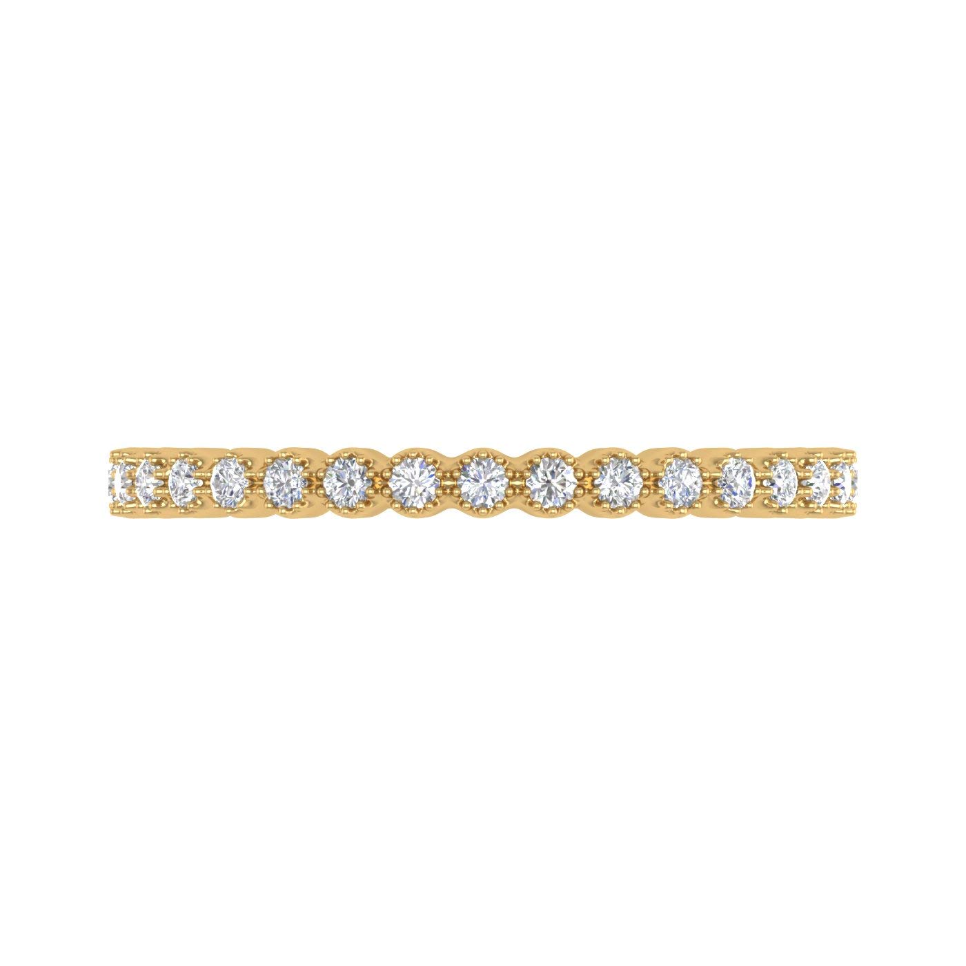 1/5 Carat Bezel Set Diamond Wedding Band Ring in 10K Solid Gold for Women - Elegant Stackable Engagement Ring, Anniversary Gift for Her, Perfect for Bridal Jewelry & Special Occasions