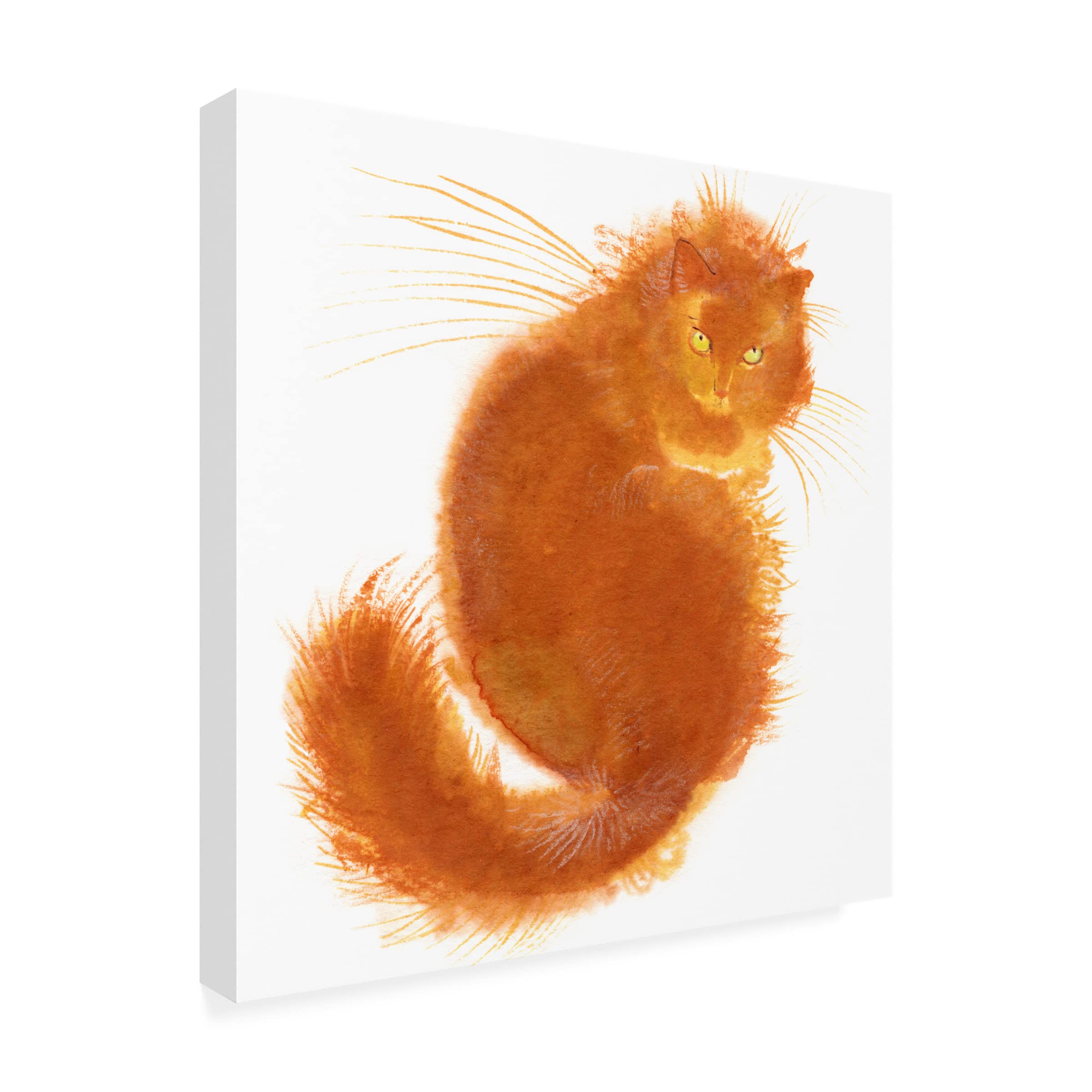 Red Kitty Canvas Art Print by Elena Bolgova - Handmade Cat Painting for Living Room, Bedroom & Office Decor - Unique Wall Art Gift for Cat Lovers