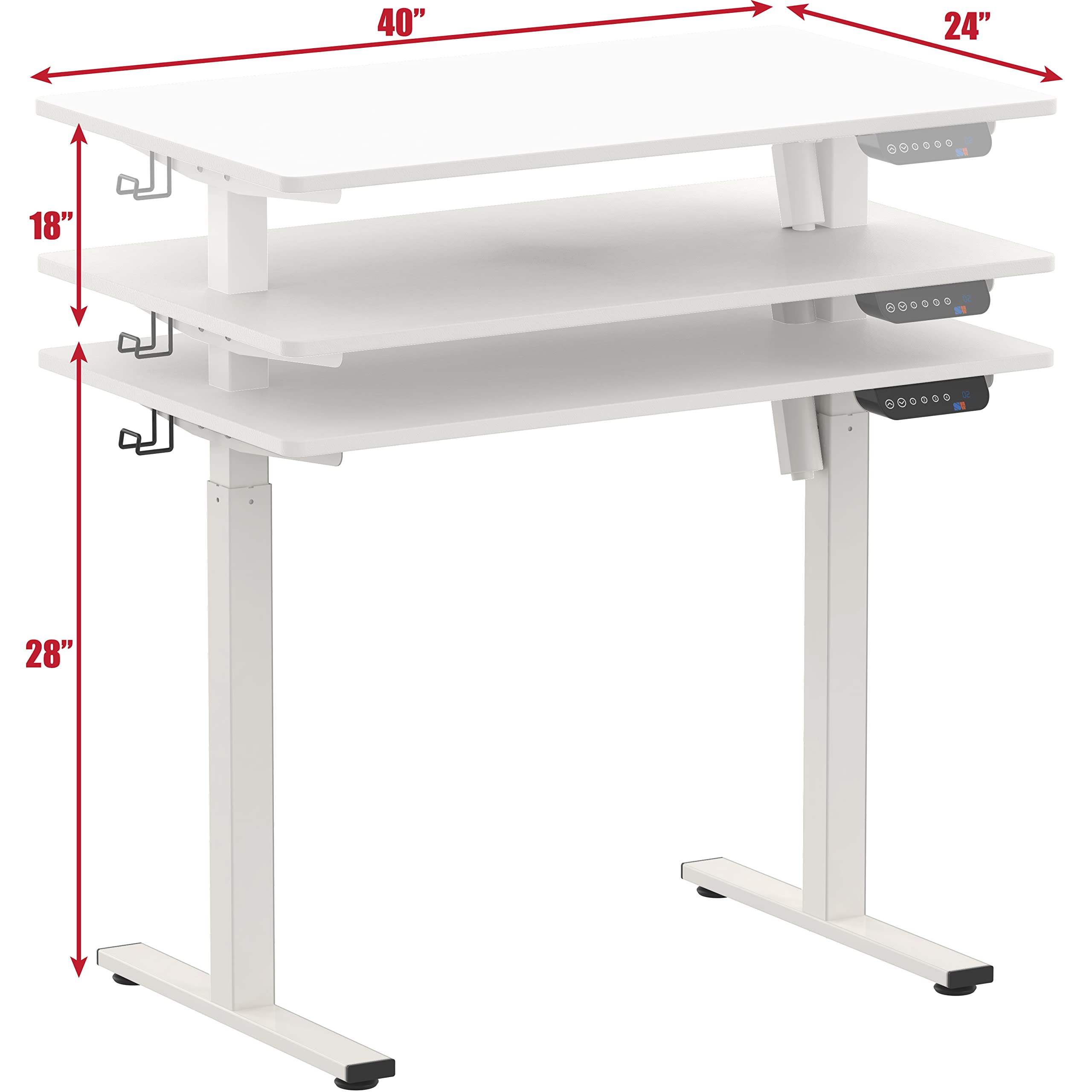 SHW 40-Inch Electric Height Adjustable Standing Desk with Memory Preset & Cable Management - Ergonomic Home Office Desk for Work from Home & Gaming (White)