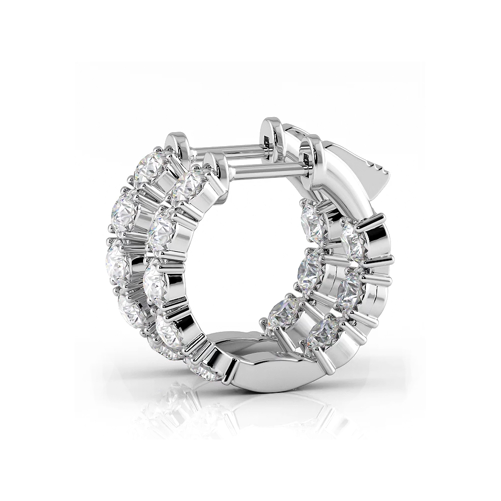 1.0 Carat Diamond Hoop Earrings - Crown Style Prong Setting for Women | Elegant Everyday Jewelry & Special Occasion Gift