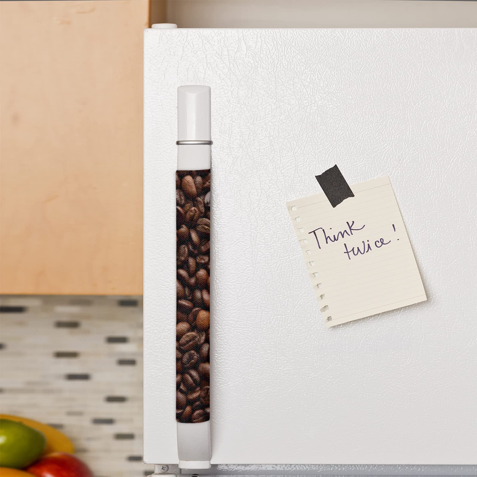 3D Coffee Bean Refrigerator Door Handle Covers Set of 2 - Washable Kitchen Appliance Handle Protectors for Fridge, Microwave, Dishwasher & Oven - Prevents Food Stains & Oil Marks - Perfect for Modern Kitchens & Home Decor