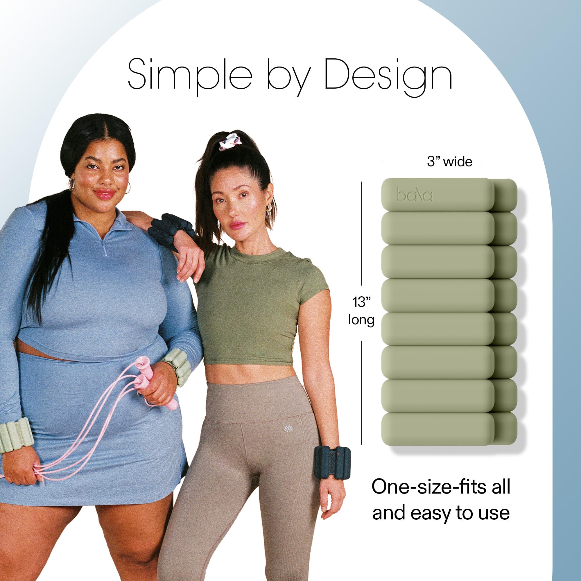 Bala Bangles Adjustable Silicone Wrist & Ankle Weights for Women & Men - 1lb/2lb Wearable Arm & Leg Weights for Gym, Yoga, Pilates, Cardio & Strength Training - Perfect for Home Workouts, Walking & Fitness Enthusiasts