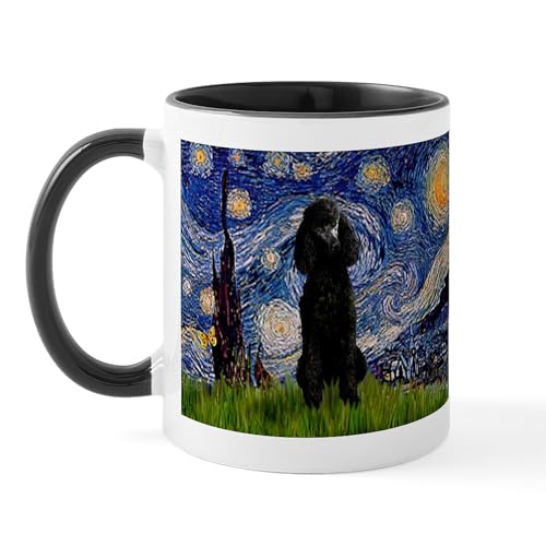 White/Black Inside - Starry Night Black Poodle Mug