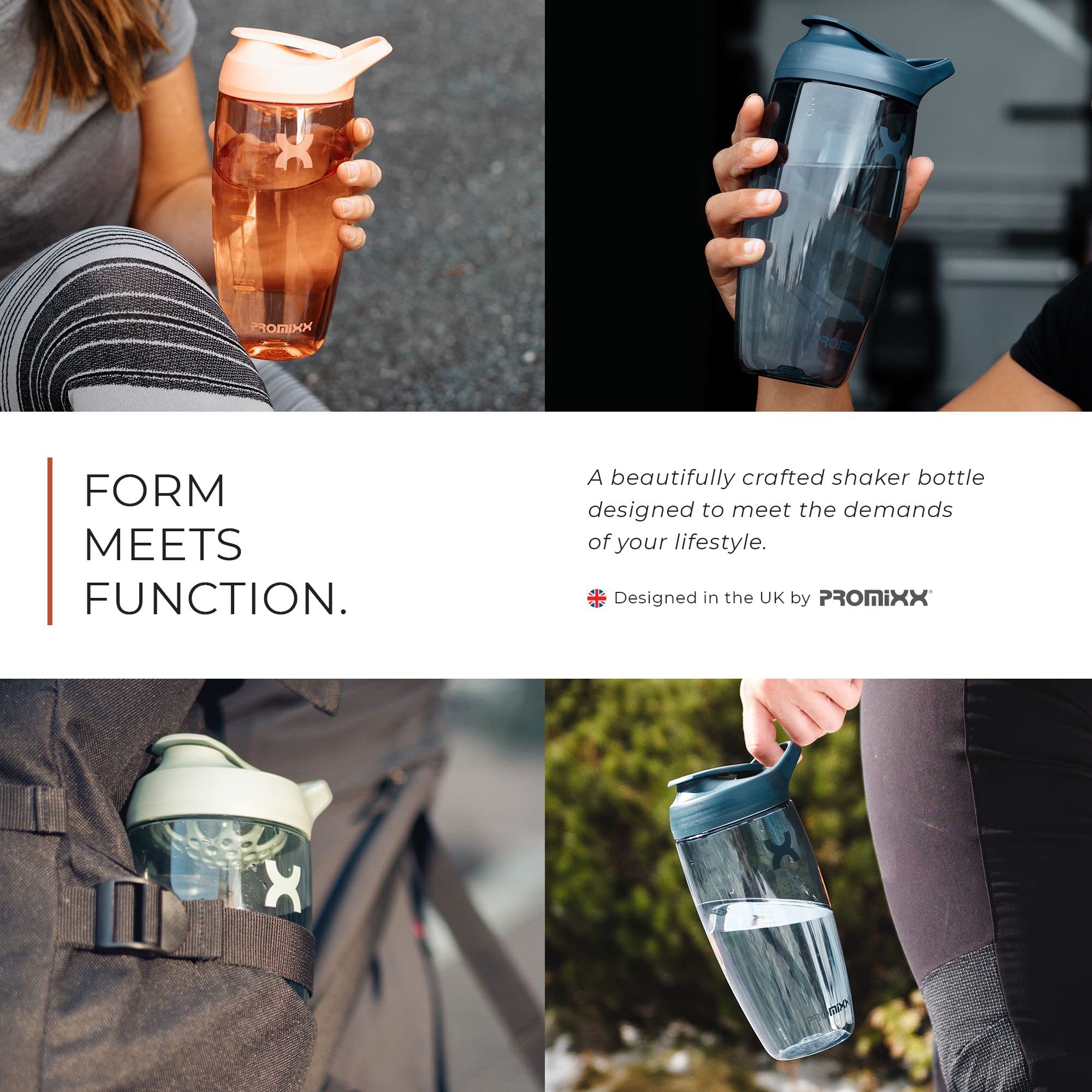 Promixx PURSUIT Protein Shaker Bottle - Premium BPA-Free Sports Water Bottle for Protein Powder, Pre-Workout & Supplement Mixing - Leakproof & Easy Clean Shaker Cup - Ideal for Gym, Workout & Fitness Enthusiasts