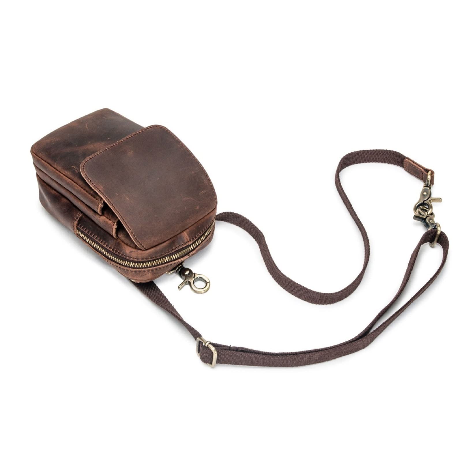 Genuine Leather Men's Waist Pack Fanny Bag - Crossbody Shoulder Messenger Bag for Phone & Essentials (Brown, 18x12x7.5cm) - Perfect for Travel, Hiking & Everyday Use