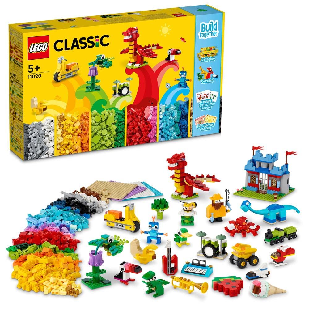 LEGO Classic 11020 Creative Brick Box - Build a Castle, Train & More | STEM Learning Toy for Kids | Perfect for Birthday Gifts & Classroom Activities