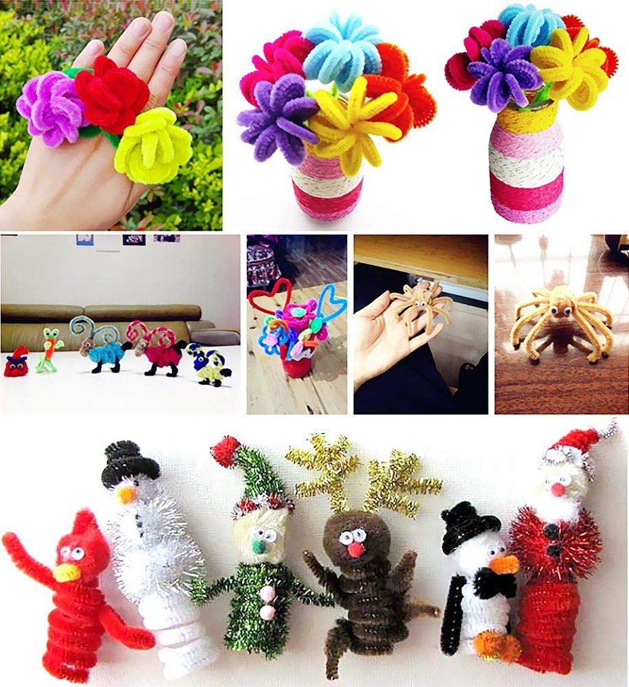 100pcs Pipe Cleaners Chenille Stems for DIY Crafts - 6mmx30cm Christmas Decorations, Glitter Green - Perfect for Holiday Ornaments, Classroom Projects & Kids' Art Supplies
