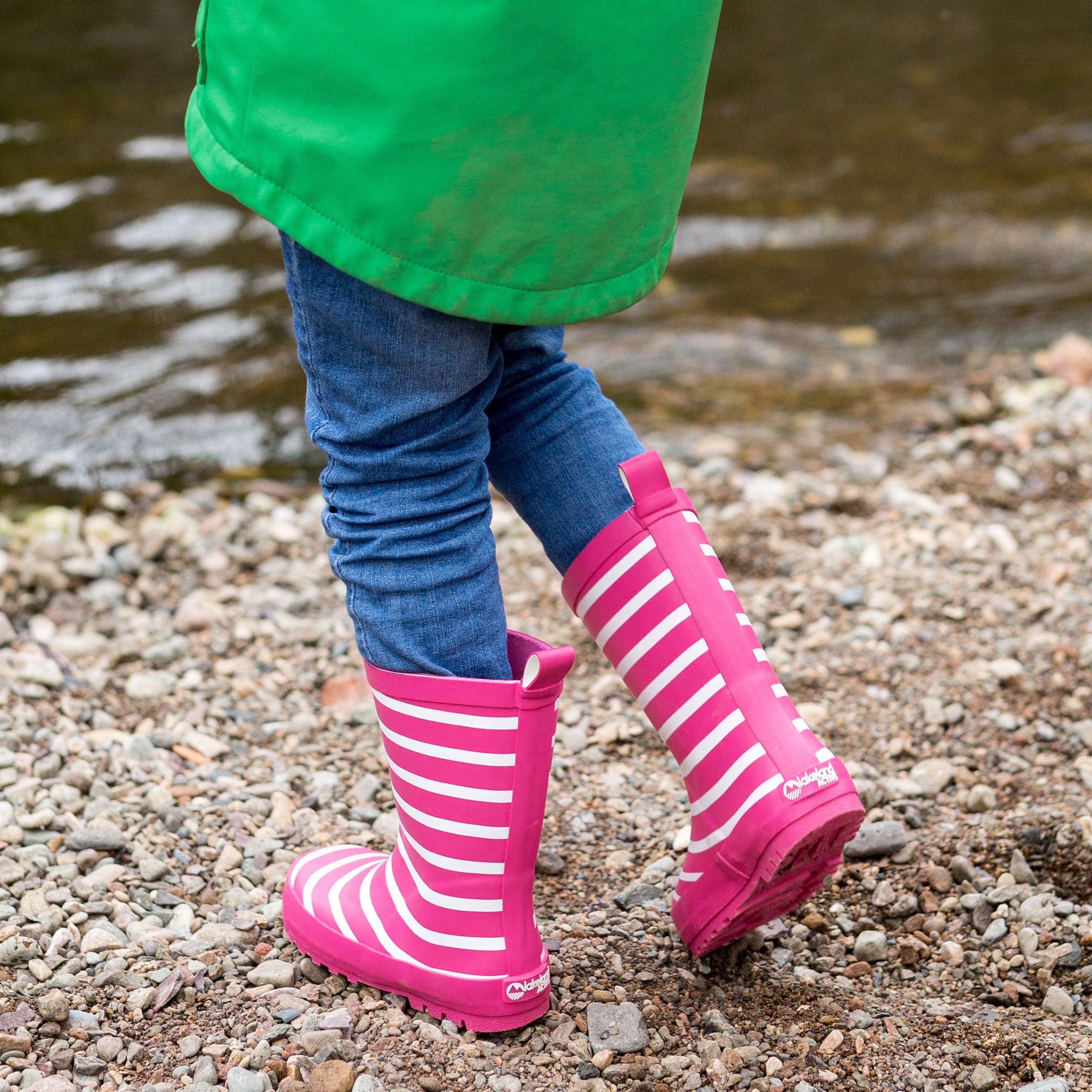 Kids' Waterproof Striped Rain Boots - Durable & Comfortable Wellington Boots for Outdoor Play, Puddle Jumping & Garden Adventures