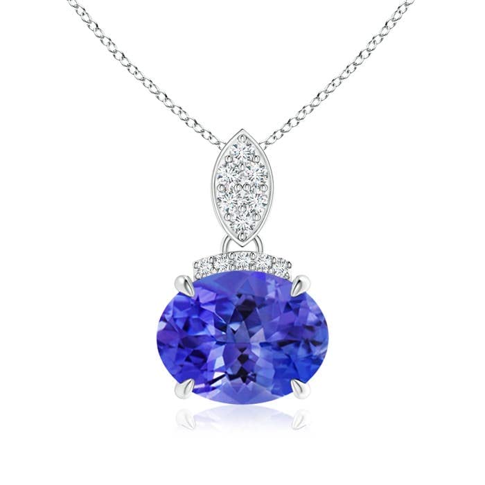Angara Natural Tanzanite Solitaire Pendant Necklace for Women - 14K Solid Gold/Platinum December Birthstone Jewelry | Elegant Gift for Her, Birthday, Anniversary | Perfect for Weddings, Parties & Special Occasions