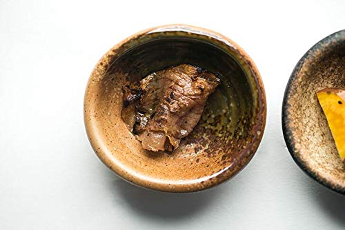 3.5 Inch Simple Style Porcelain Side Dish Bowls - Set of 5 Brown Soy Sauce Dishes for Sushi, Dumplings & Seasoning - Multipurpose Small Serving Bowls for Asian Cuisine, Restaurants & Home Dining