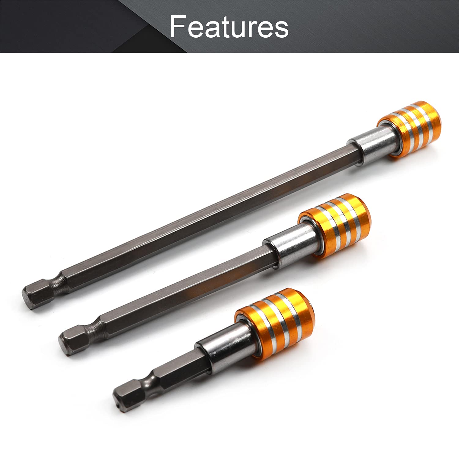 Utoolmart Magnetic Hex Screwdriver Bit Holder - 1/4 Inch Hexagon Drill Extension for Power Tools (2.4/4/6 Inch Length, 3-Piece Set, Yellow) - Perfect for DIY Projects, Home Repairs & Professional Construction Work