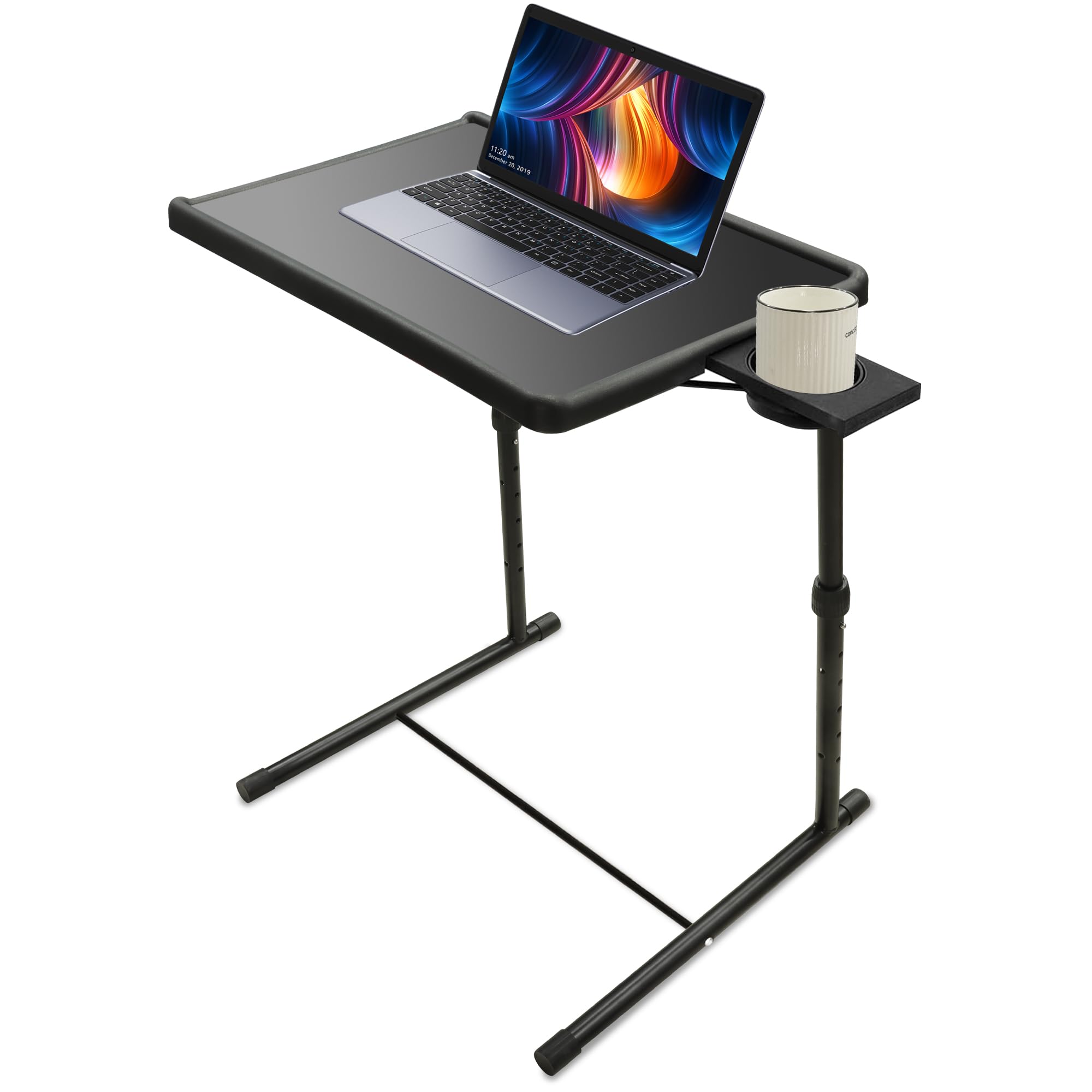 Adjustable Folding Laptop Desk - Portable Liftable Computer Table for Home Office, Study & Bed - Foldable TV Tray with Sturdy Design - Perfect for Working, Writing, Watching TV (Black)