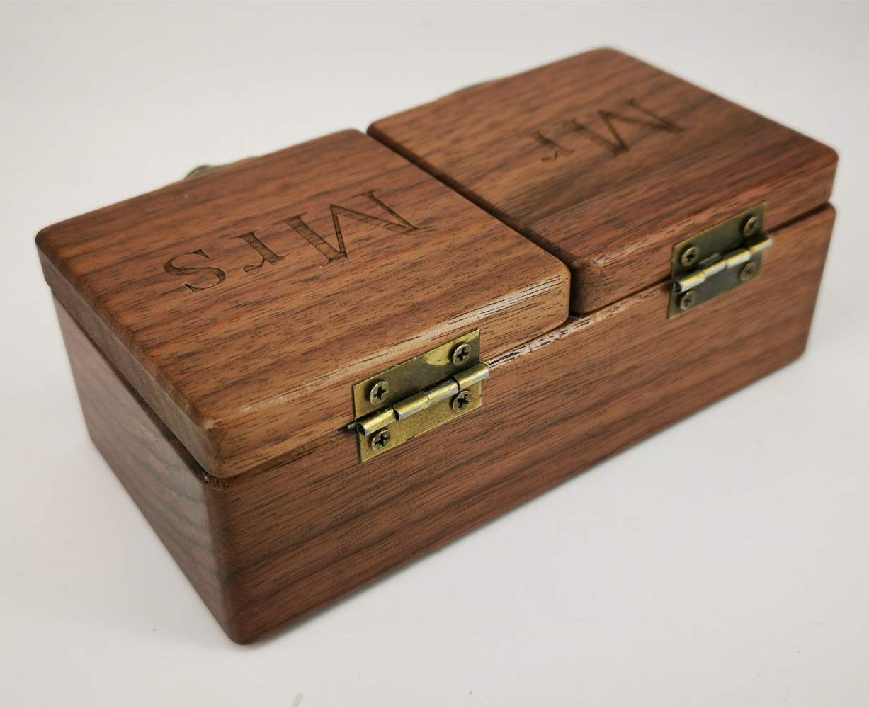 QTMY Wooden Engagement Ring Box - Elegant Ring Bearer Box for Wedding Ceremony, Mr & Mrs Gift Set - Perfect for Proposals, Vow Renewals & Anniversary Celebrations