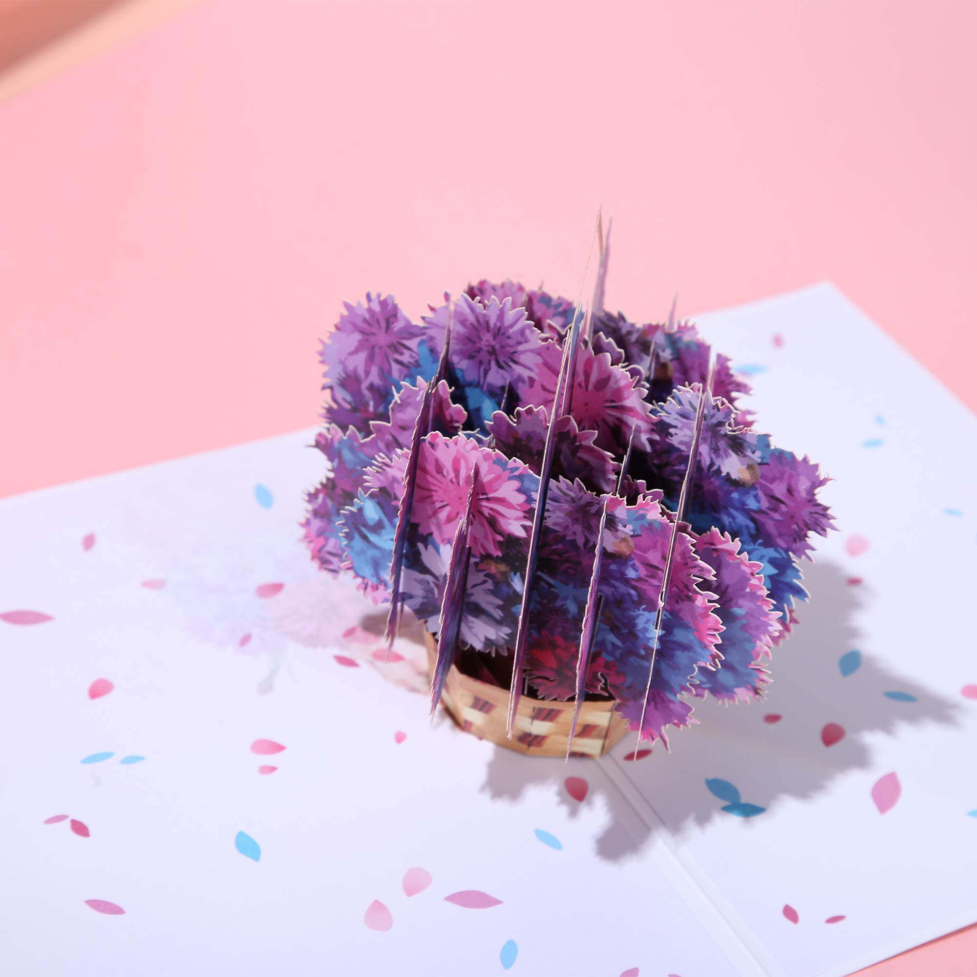 WHO GIFT WHAT Floral Basket Pop-up Greeting Card with Envelope | Unique 3D Birthday Card for Valentine's Day, Anniversary, Wedding & Engagement | Romantic Funny Gift for Kids, Couples & Friends | Perfect for Surprise Proposals, Love Notes & Special Occasions