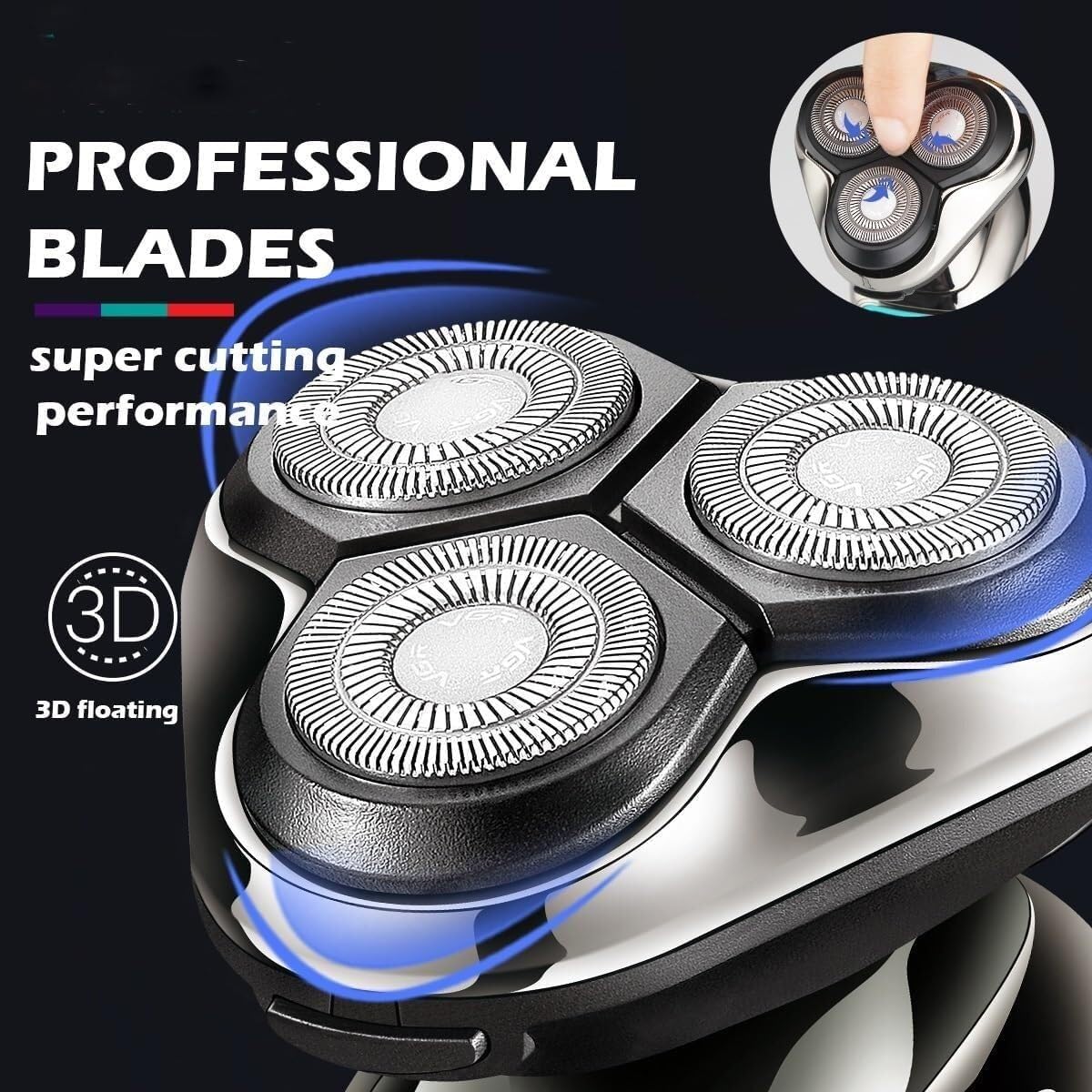 Men's Electric Shaver - Waterproof Wet/Dry Rechargeable Beard Trimmer with LCD Display for Smooth Shaving at Home, Travel & Gym