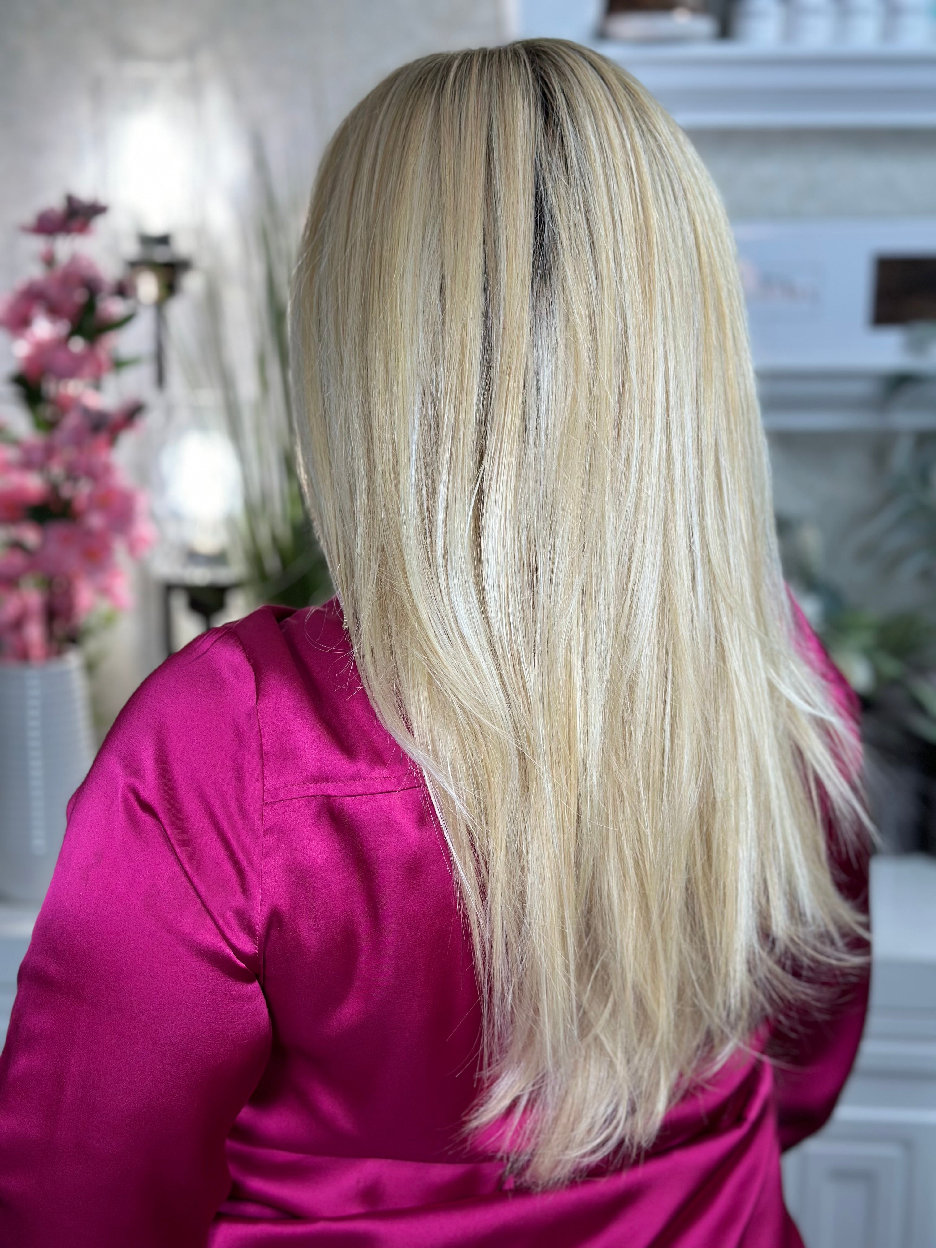 INFINITE HEART Frosted Honey Blonde Hair Extensions - Clip-in Human Hair for Volume & Length - Perfect for Parties, Weddings & Everyday Styling