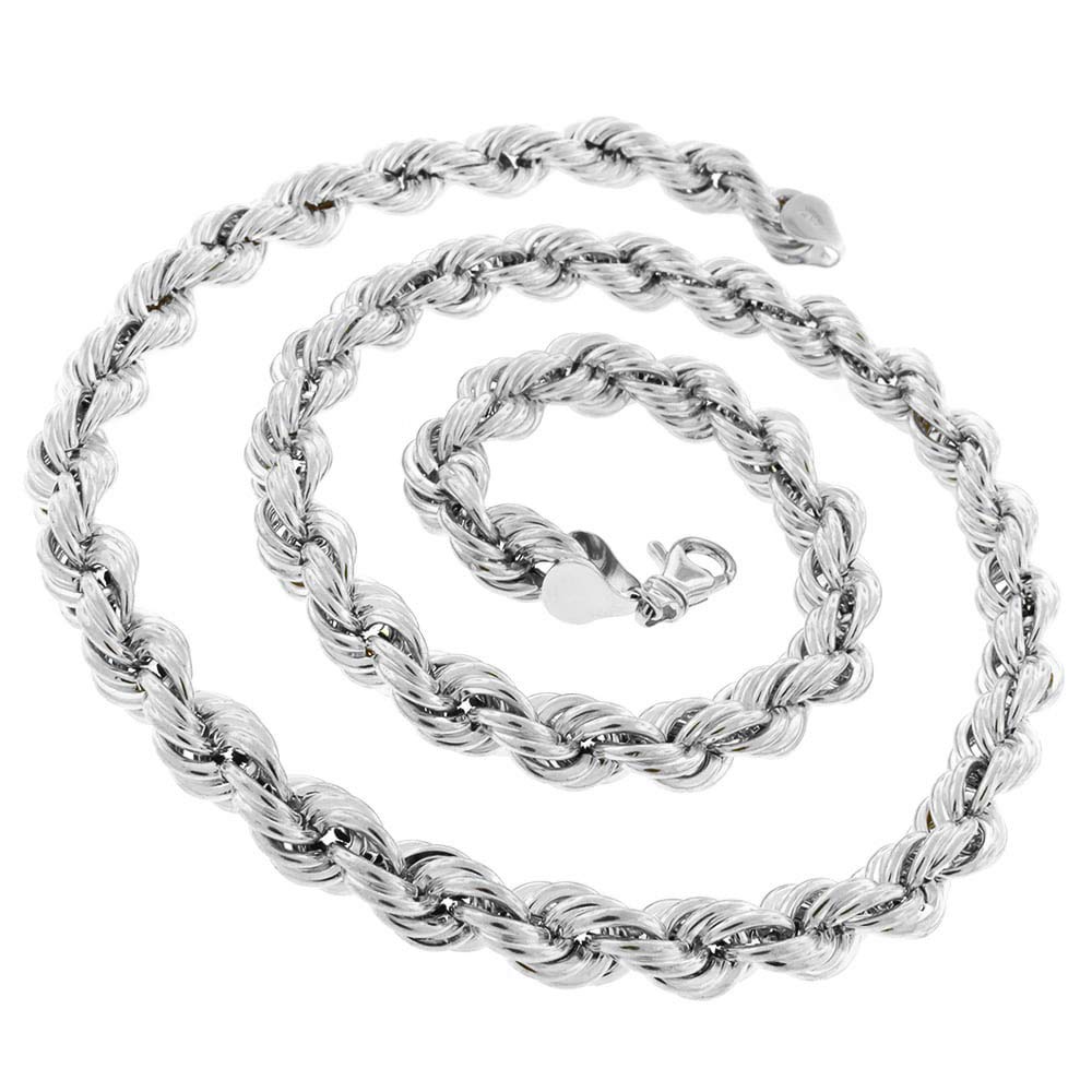 925 Sterling Silver Diamond Cut Rope Chain Necklace for Men - 5MM, 6MM, 7.5MM, 8.5MM Thickness Options | Italian Crafted Mens Jewelry | Perfect for Gifts, Weddings & Everyday Wear