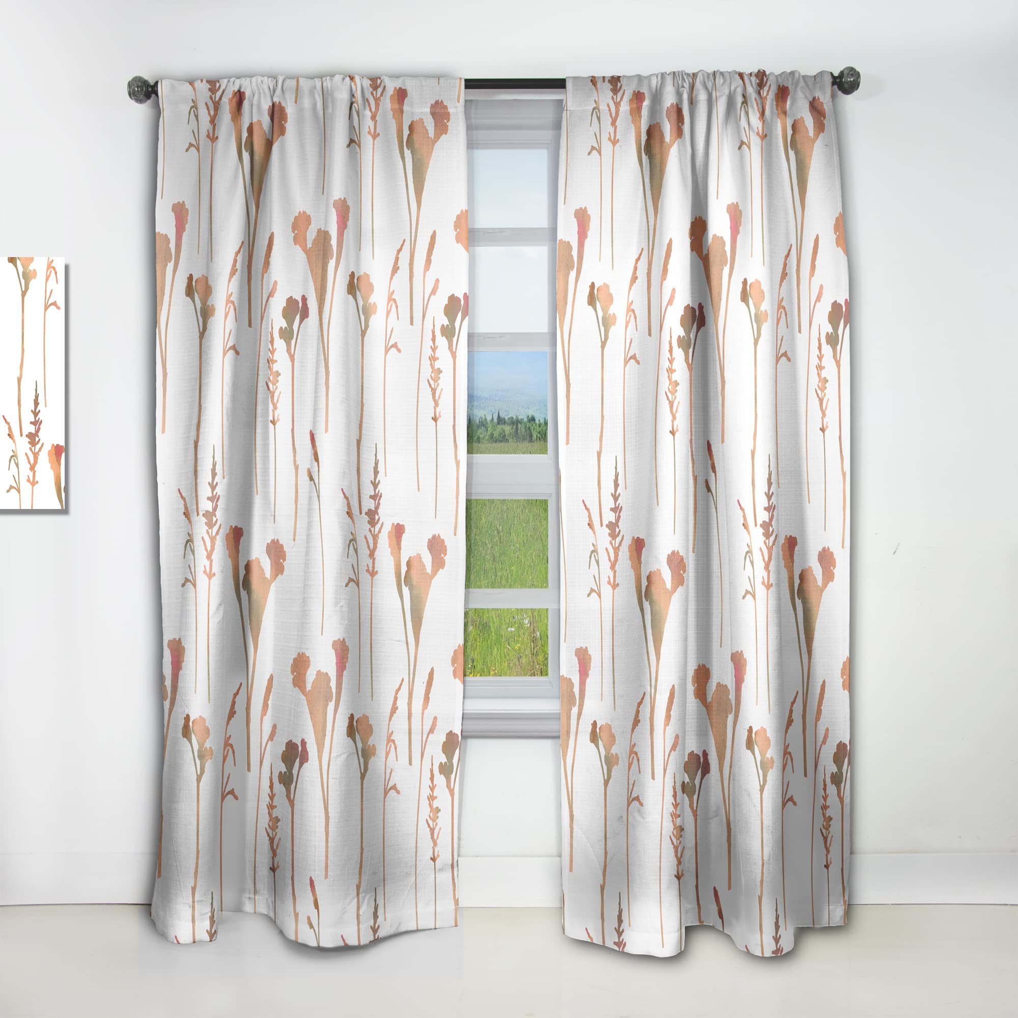 Retro Hand-Drawn Floral Curtains - Thermal Insulated Single Panel (52x95 Inches) for Bedroom & Living Room - Vintage Style Window Drapes for Home Decor & Cozy Ambiance
