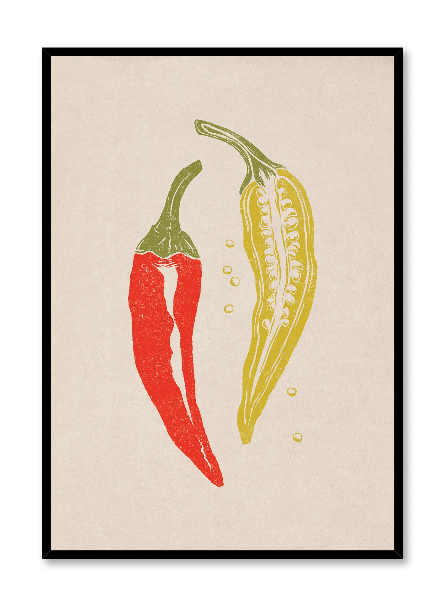 Pepper Print Poster - High-Quality Wall Art Decor for Home, Office, and Kitchen - Perfect for Spice Lovers and Culinary Enthusiasts