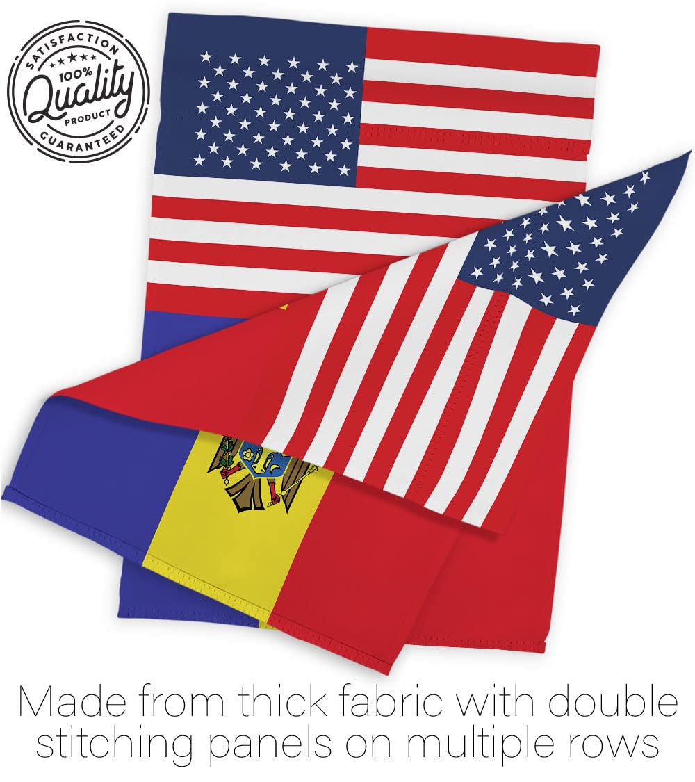 Americana Home & Garden Moldova-US Friendship House Flag - Double-Sided Outdoor Decorative Banner for Yard, Garden & Patio - Made in USA - Perfect for International Country & Regional Pride Decor