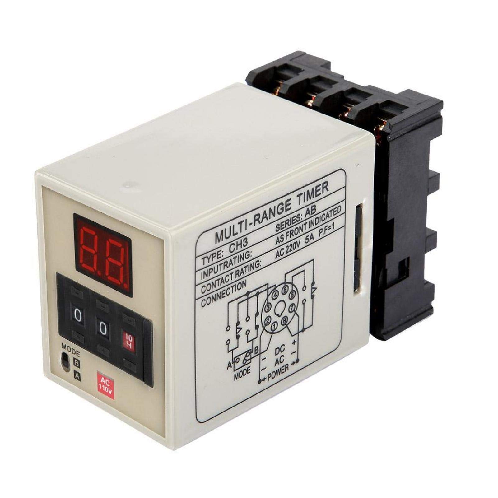 Digital Delay Timer Relay AH3-DM - Dual Mode 0.01S-99H with LED Display | 12V/24V/110V/220V/380V (DC 12V & AC 110V) | Perfect for Industrial Automation, HVAC Systems & Electrical Control Panels