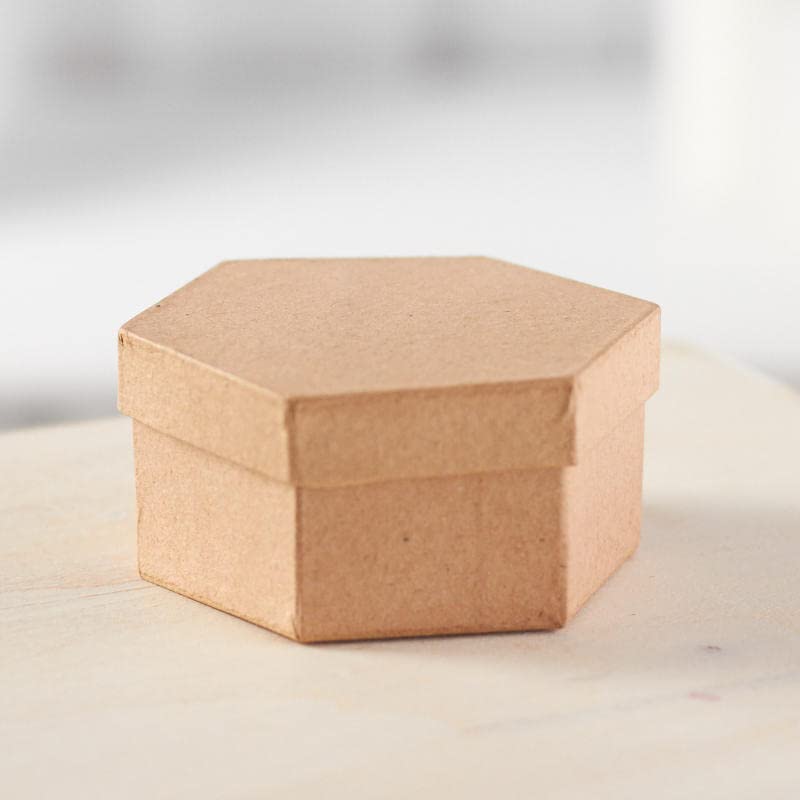 Hexagon Craft Paper Mache Boxes with Lids (24-Pack) for Gift Wrapping & Storage
