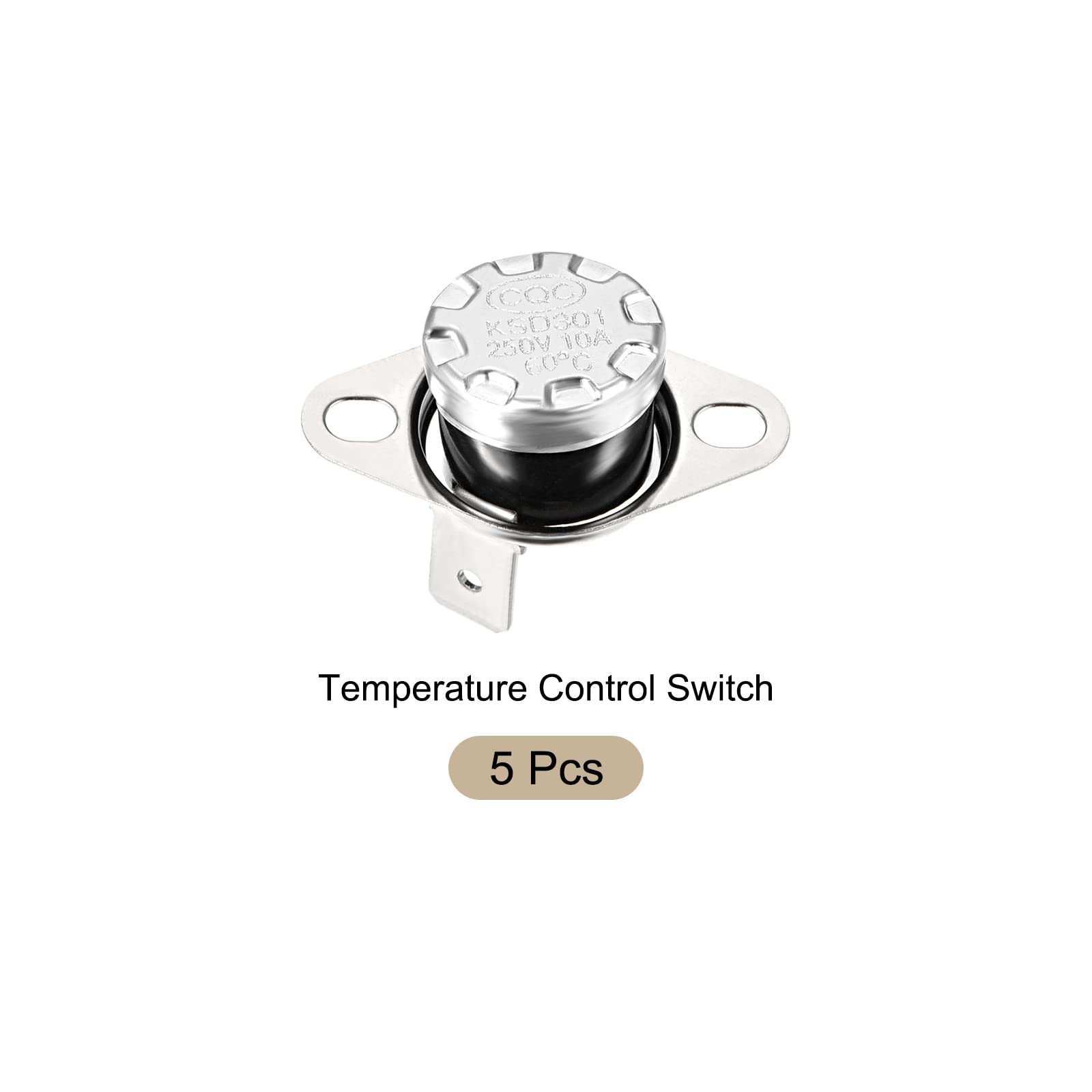 KSD301 60°C NC Thermostat Temperature Control Switch - Normally Closed, 90°C Angle, 5-Pack | for Microwave Ovens, Refrigerators & Home Appliances | Reliable Thermal Protection Solution