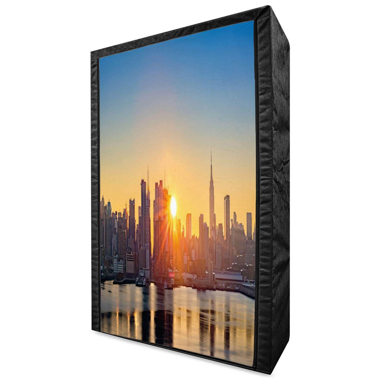 Ambesonne Portable Fabric Wardrobe - NYC Skyline Sunrise Design, 42.5