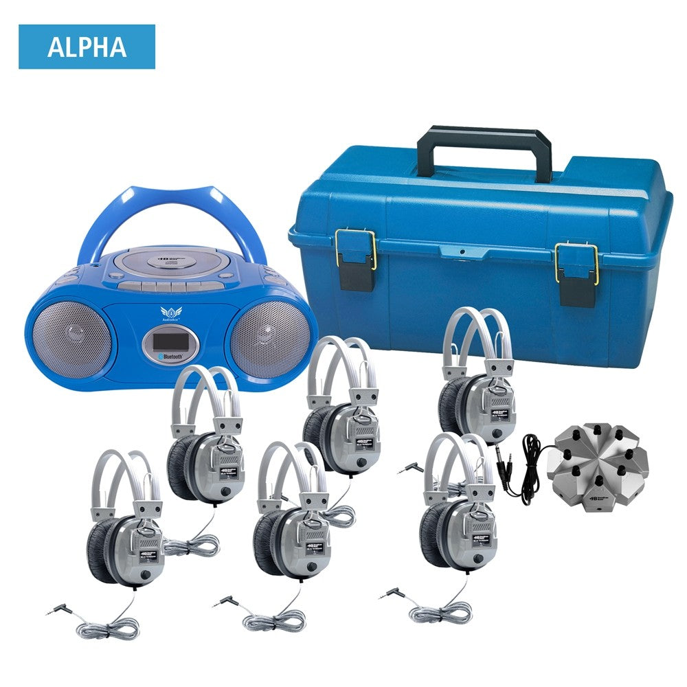 Portable Boom Box with 6 Station Listening Center - Wireless Bluetooth Speaker for Classroom, Party & Outdoor Activities