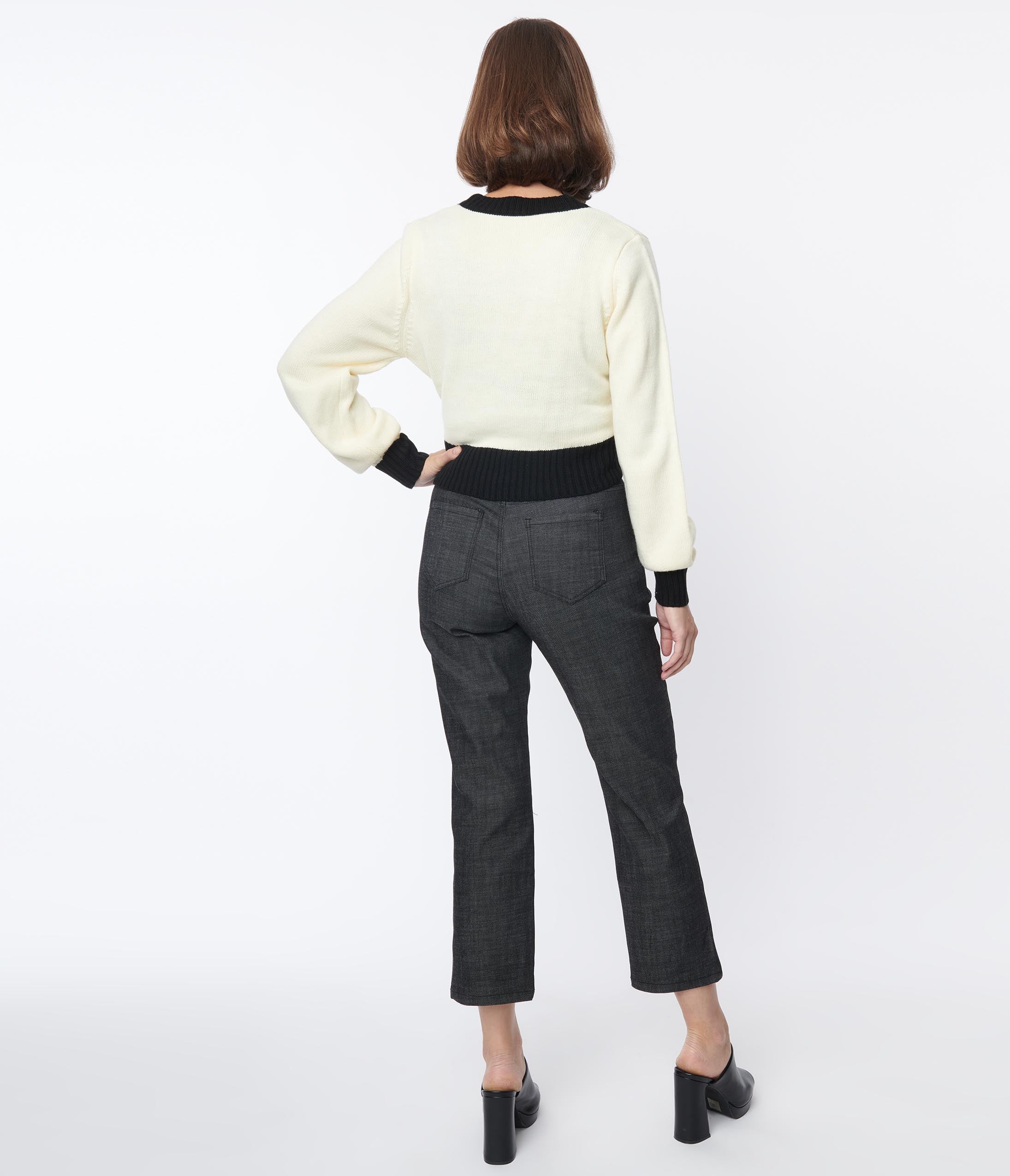 Smak Parlour Women's Black Denim Notched Capri Jeans - High Waisted Skinny Ankle Pants for Casual Wear & Summer Outfits