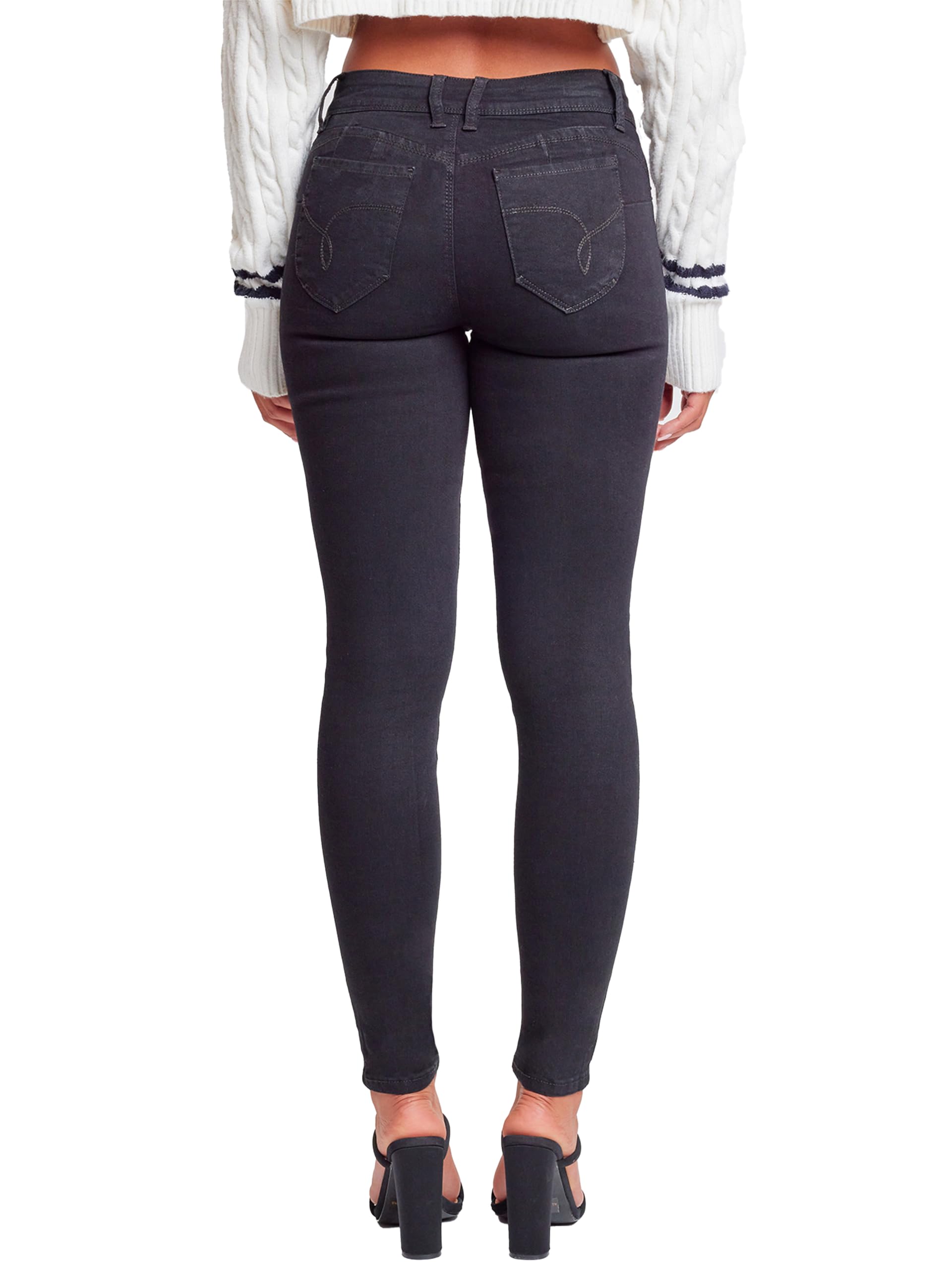 YMI Women's Mid-Rise Skinny Jeans - Stretch Denim with Recycled Fibers for Butt Lifting & Slim Fit | Perfect for Casual Wear, Date Night & Everyday Outfits